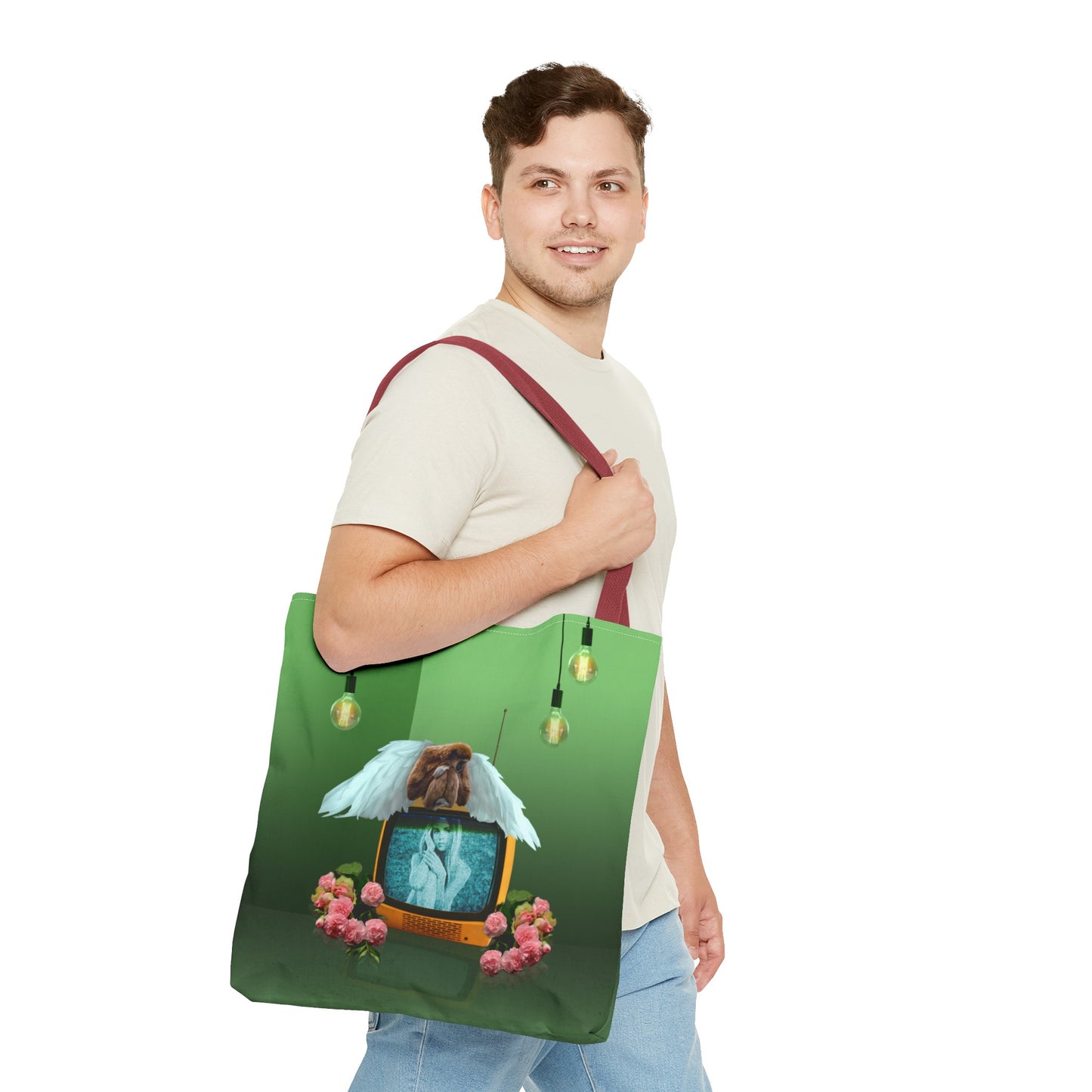 Winged Angel Monkey Tote Bag - Monkey Shines on Vintage Television "Monkey Shines"