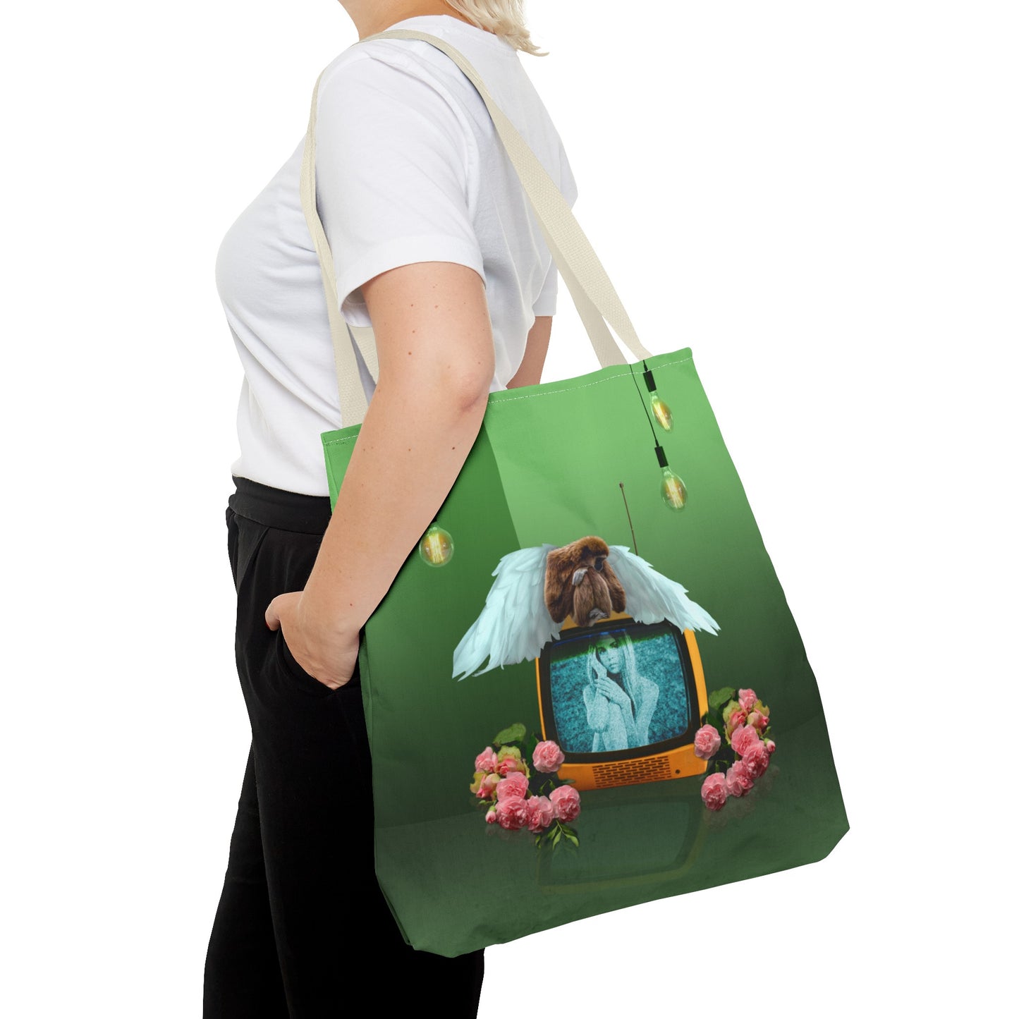 Winged Angel Monkey Tote Bag - Monkey Shines on Vintage Television "Monkey Shines"