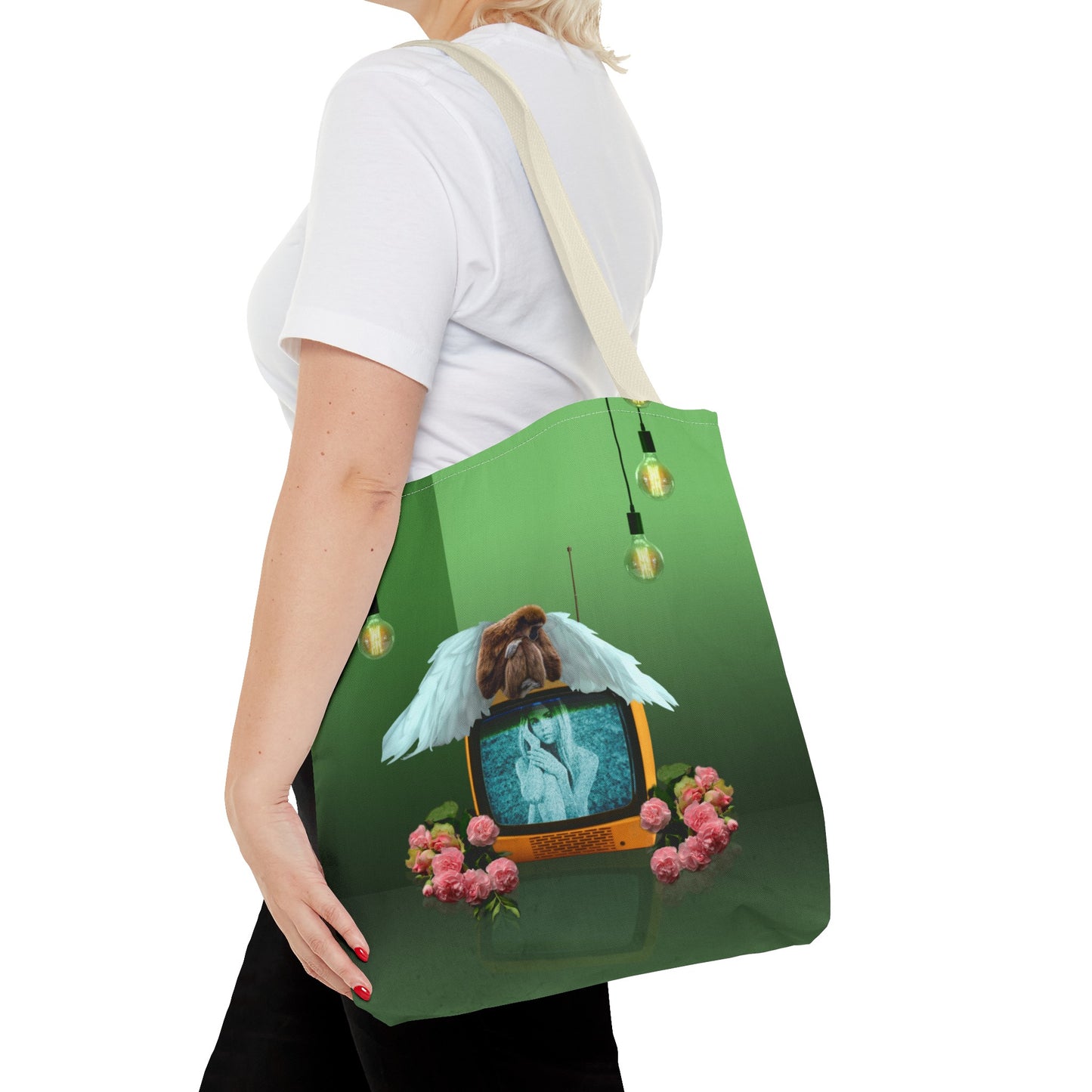 Winged Angel Monkey Tote Bag - Monkey Shines on Vintage Television "Monkey Shines"