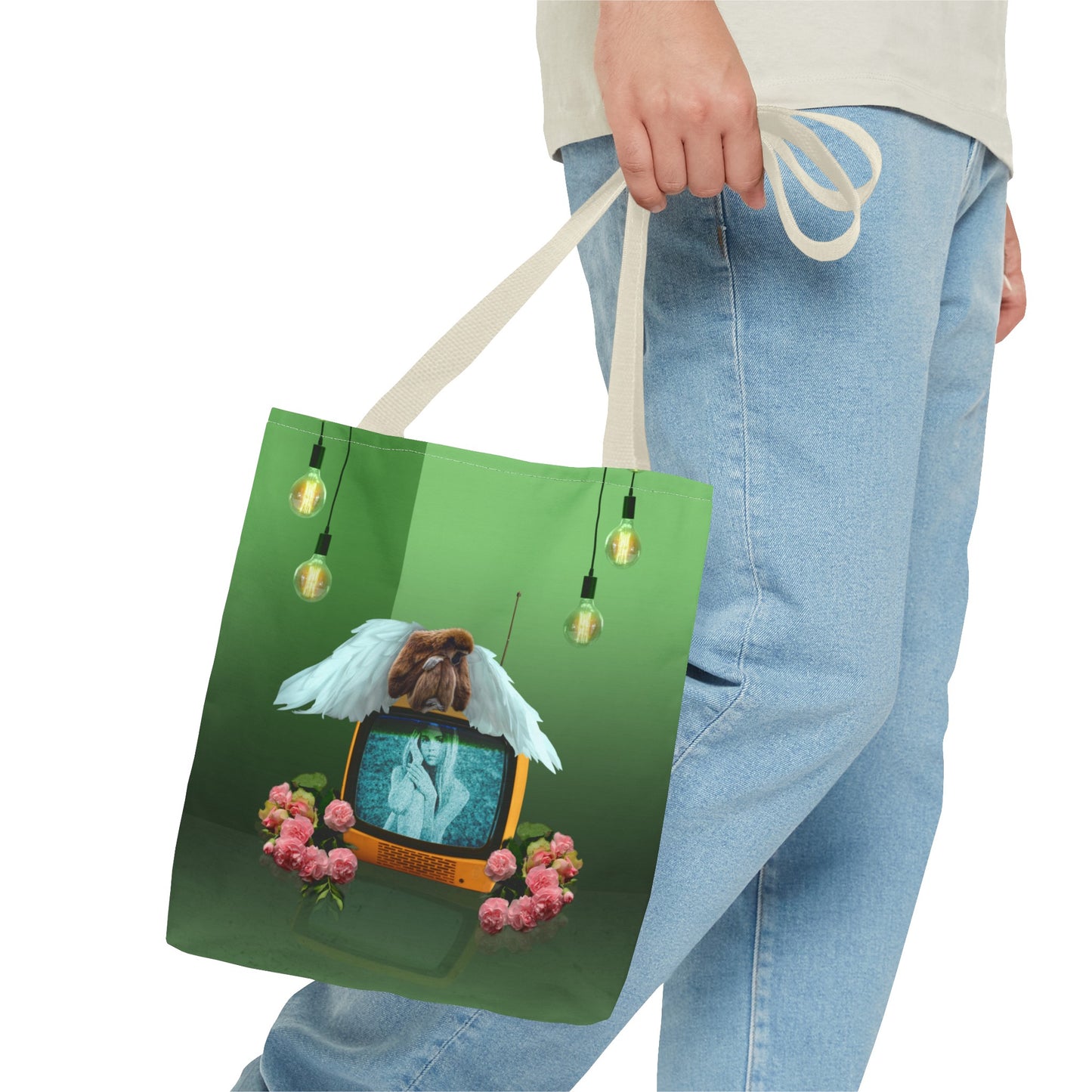 Winged Angel Monkey Tote Bag - Monkey Shines on Vintage Television "Monkey Shines"
