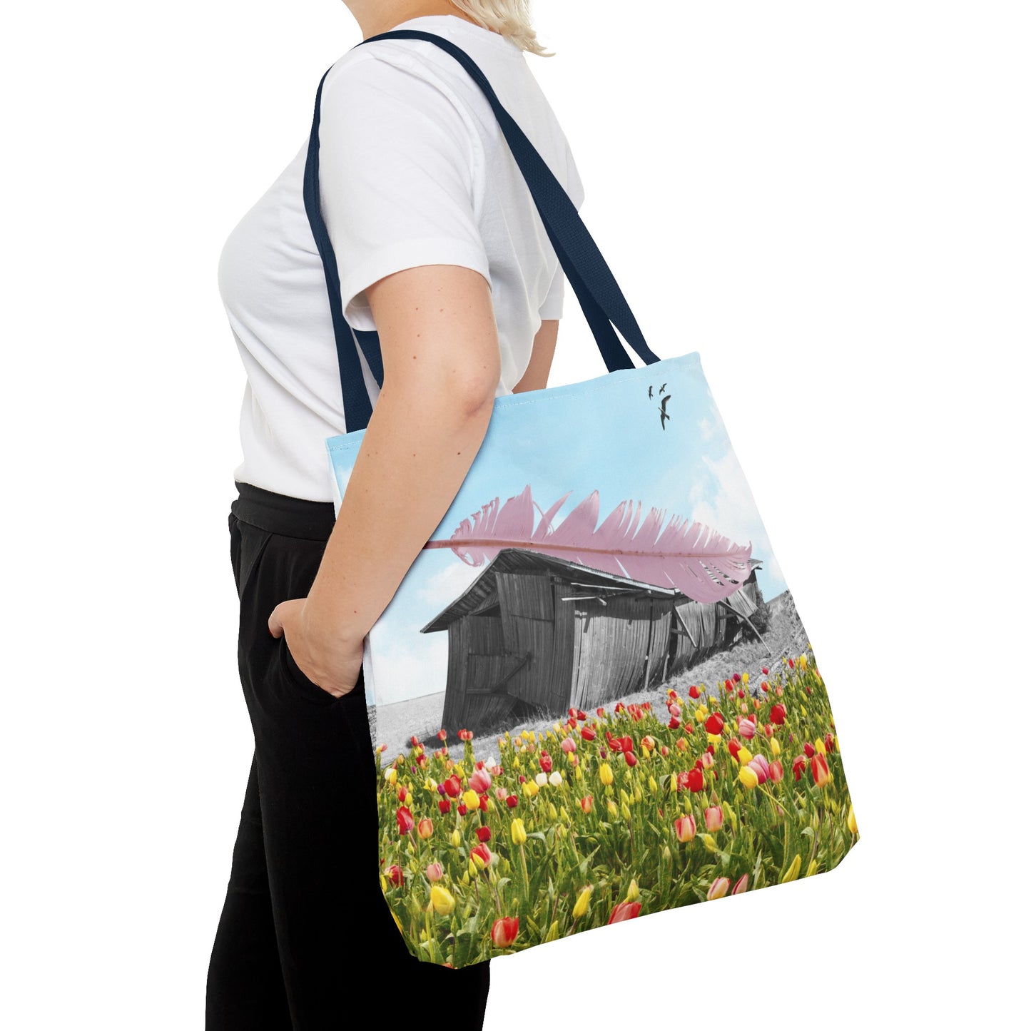 Strong As A Feather Tote Bag with Surreal Collage Art