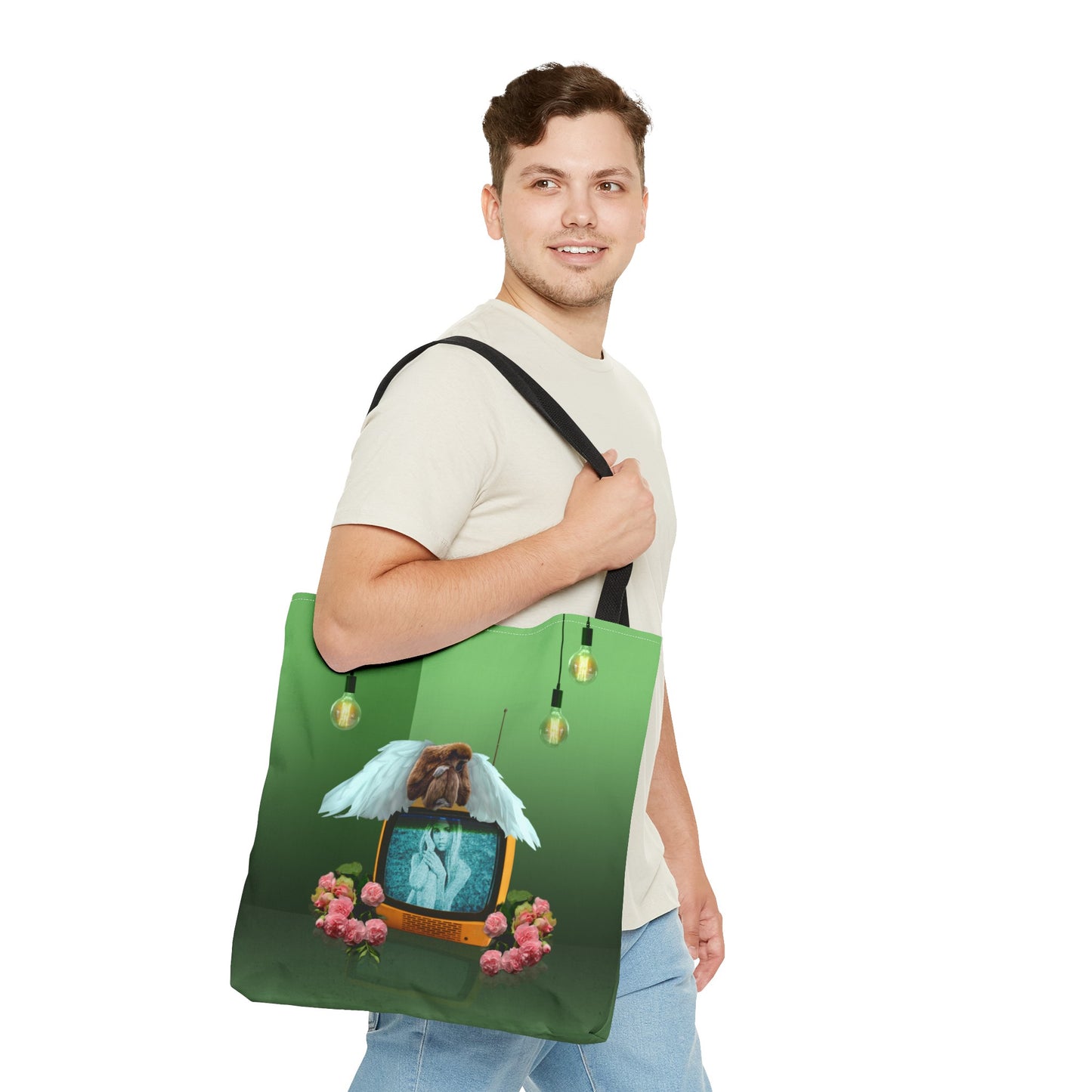 Winged Angel Monkey Tote Bag - Monkey Shines on Vintage Television "Monkey Shines"
