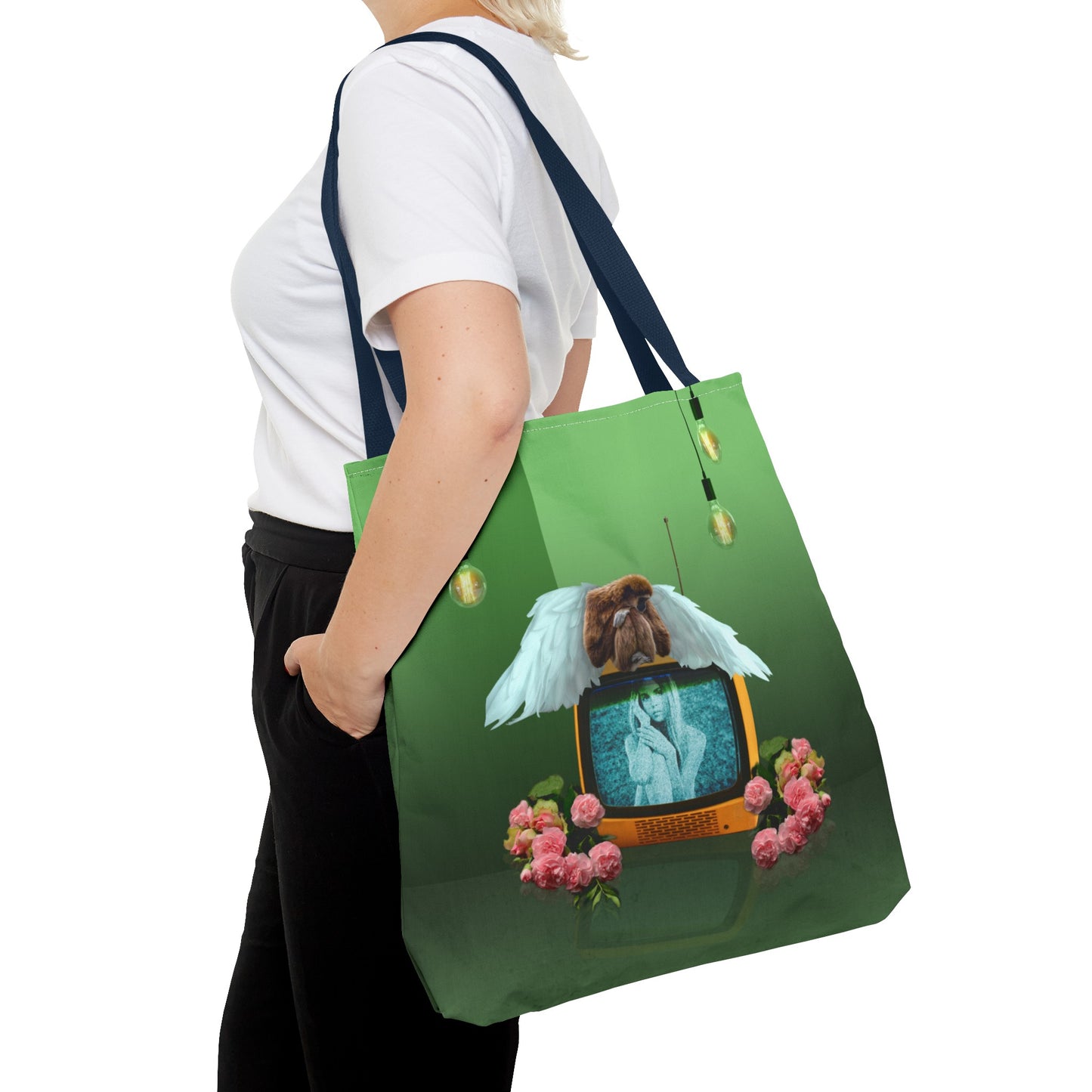 Winged Angel Monkey Tote Bag - Monkey Shines on Vintage Television "Monkey Shines"