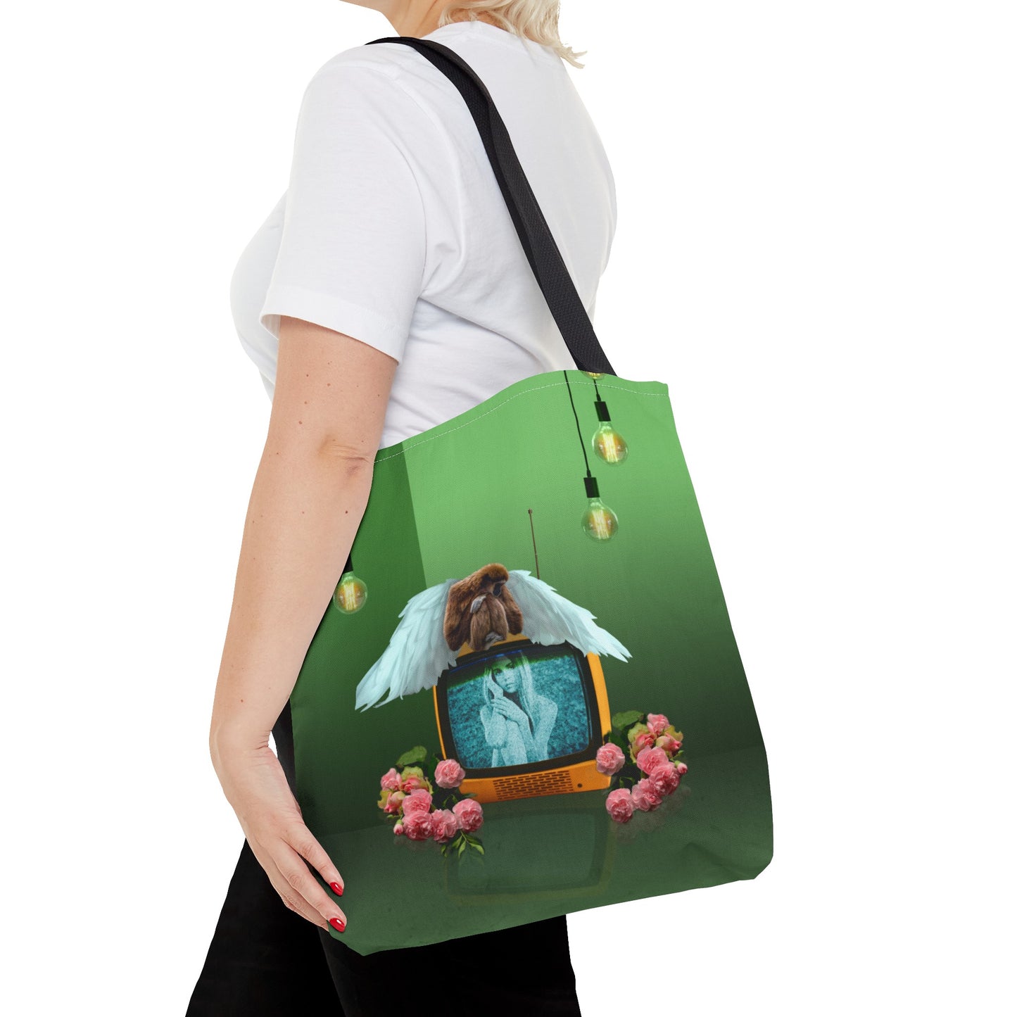 Winged Angel Monkey Tote Bag - Monkey Shines on Vintage Television "Monkey Shines"
