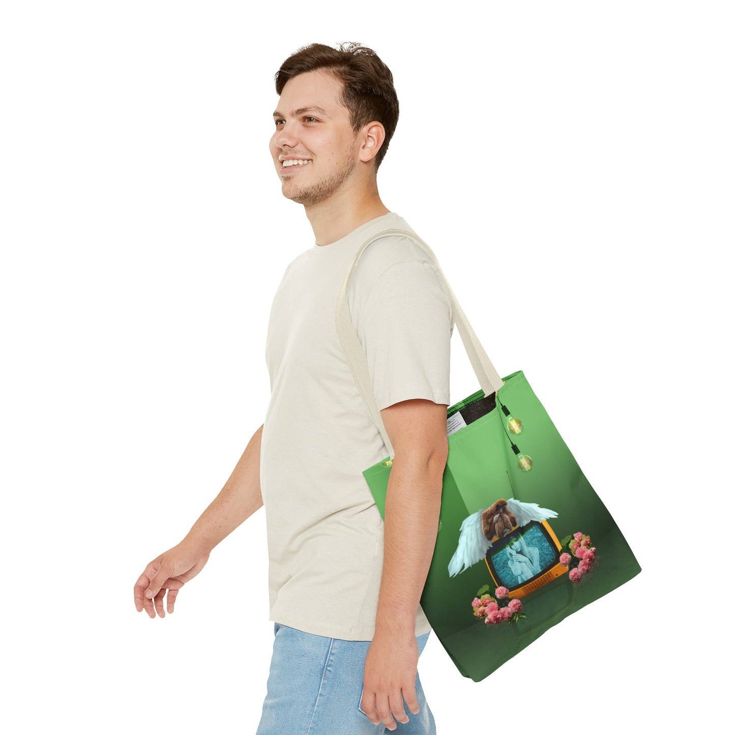Winged Angel Monkey Tote Bag - Monkey Shines on Vintage Television "Monkey Shines"