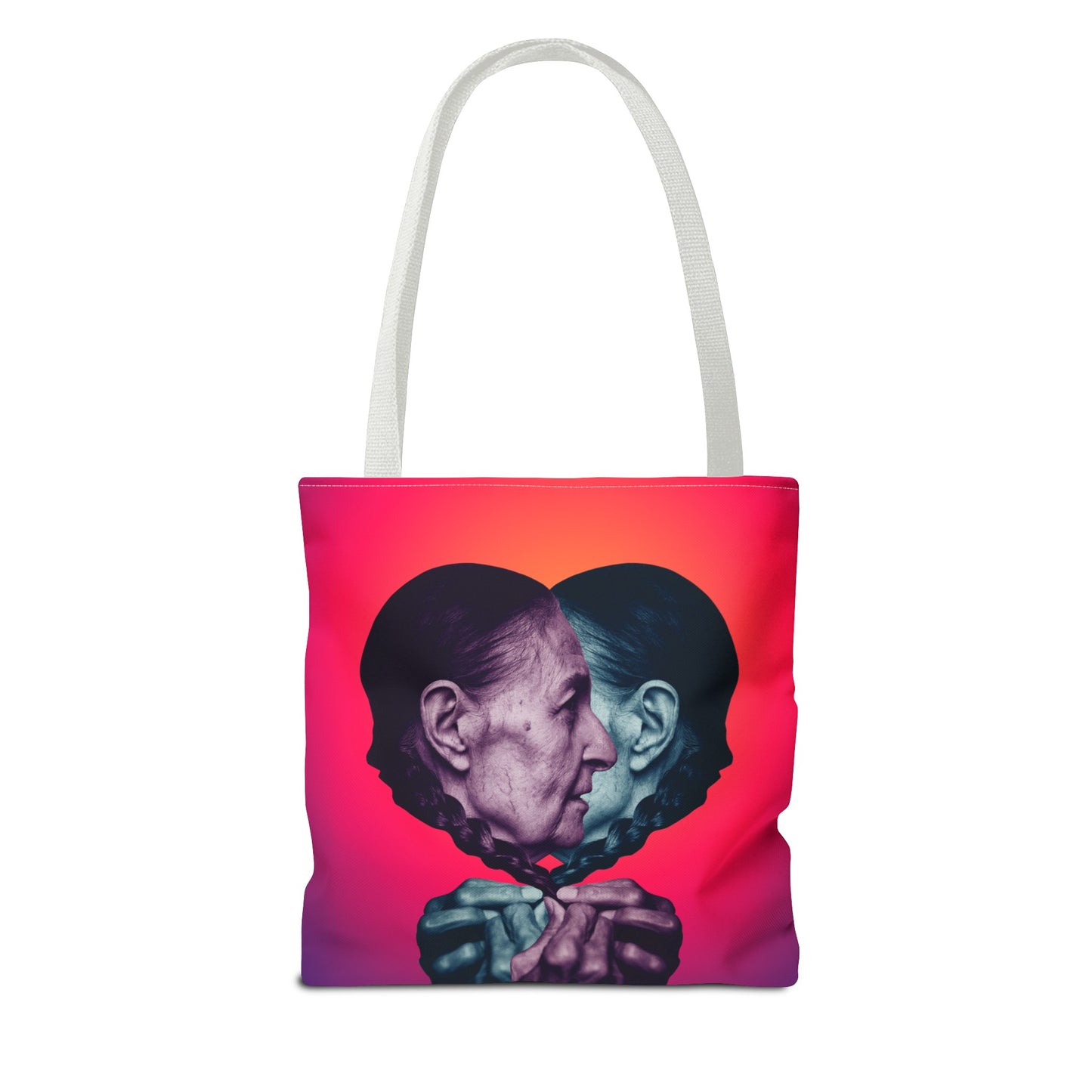 Mesmerizing Collage Art Tote Bag "Keeping Secrets" - Woman Whispering Secret into Her Own Ear