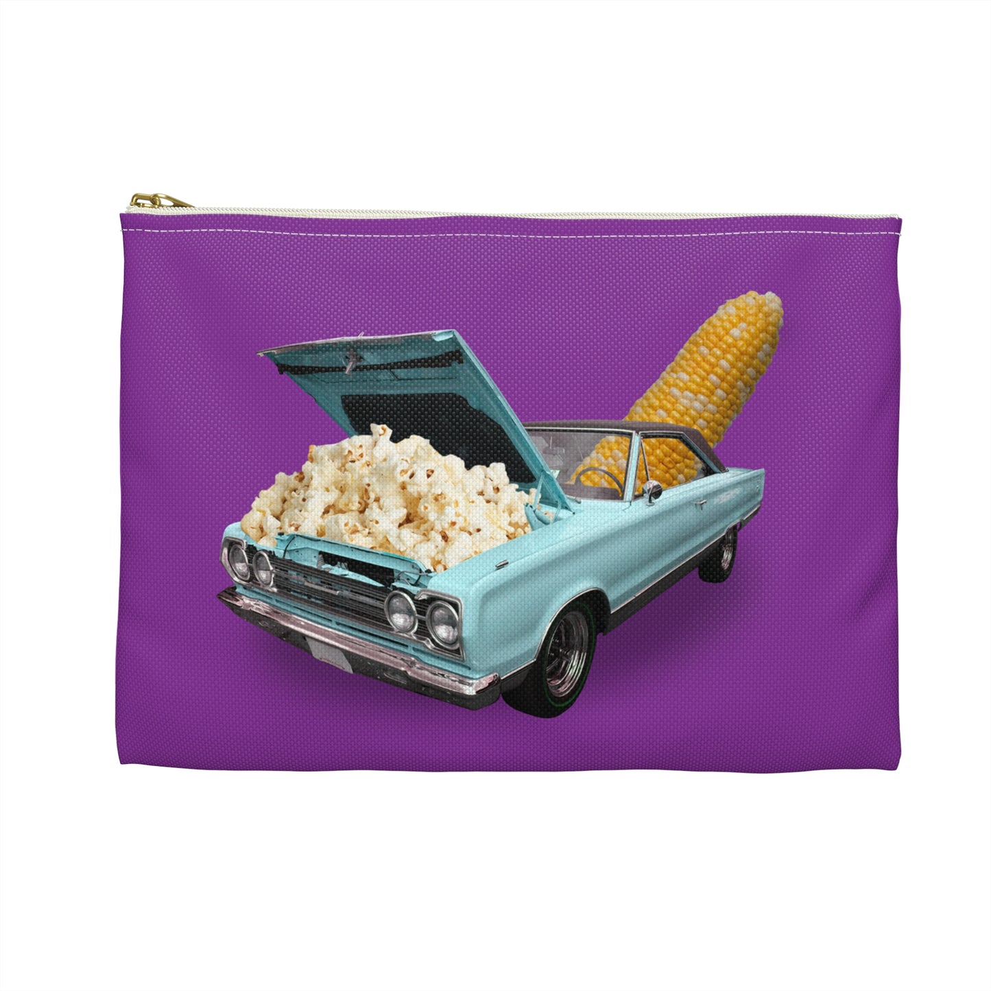 Quirky Accessory Pouch - Poppin' Ride: Popcorn Retro Car Fantasy