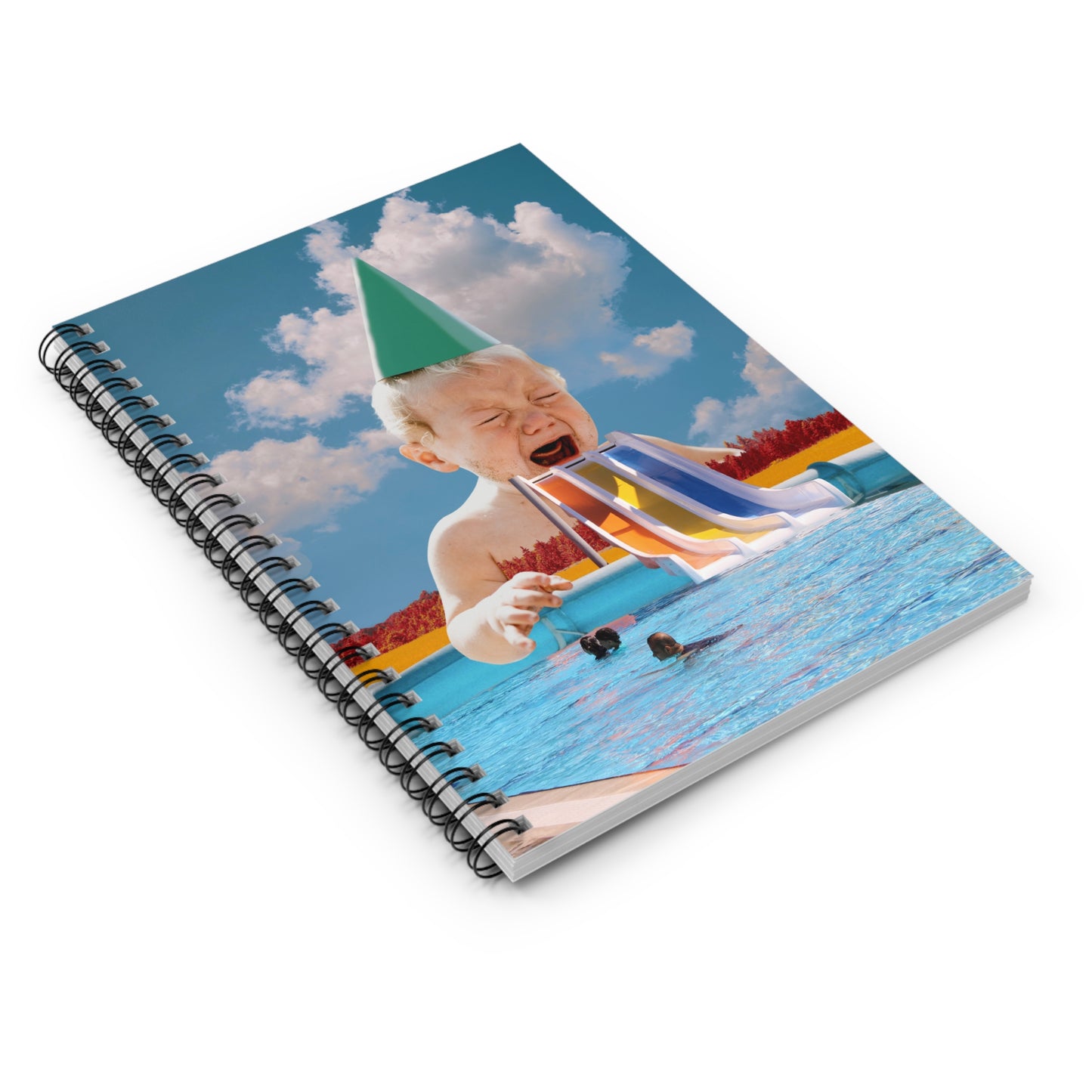 Unique Journal: Giant Baby With Party Hat and Pool Party Surreal Art Design - baby shower gift