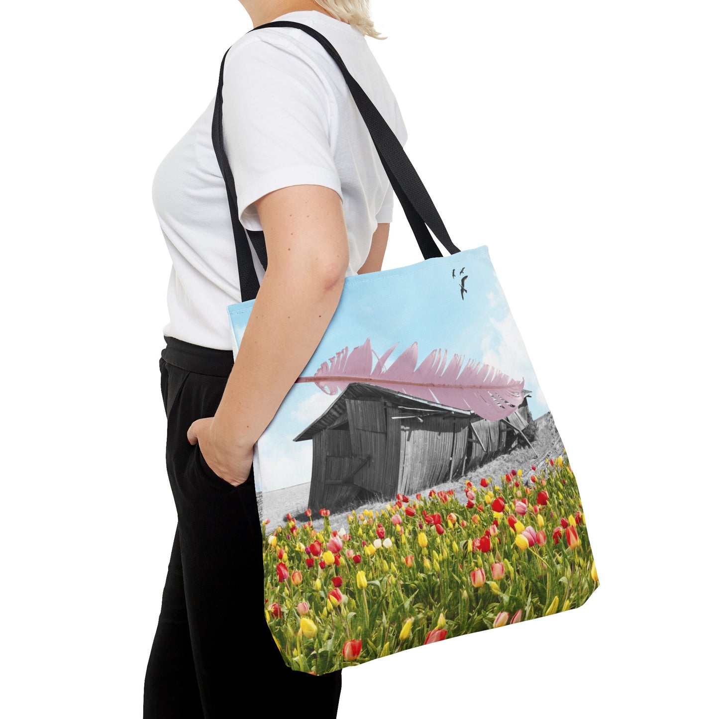 Strong As A Feather Tote Bag with Surreal Collage Art