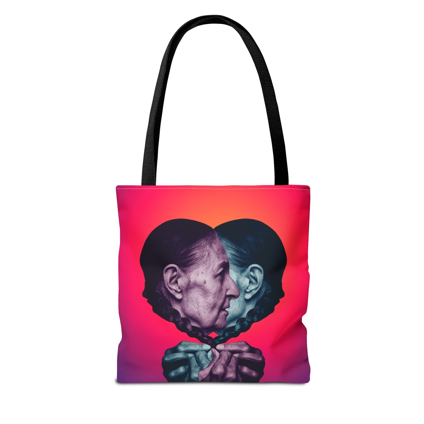 Mesmerizing Collage Art Tote Bag "Keeping Secrets" - Woman Whispering Secret into Her Own Ear