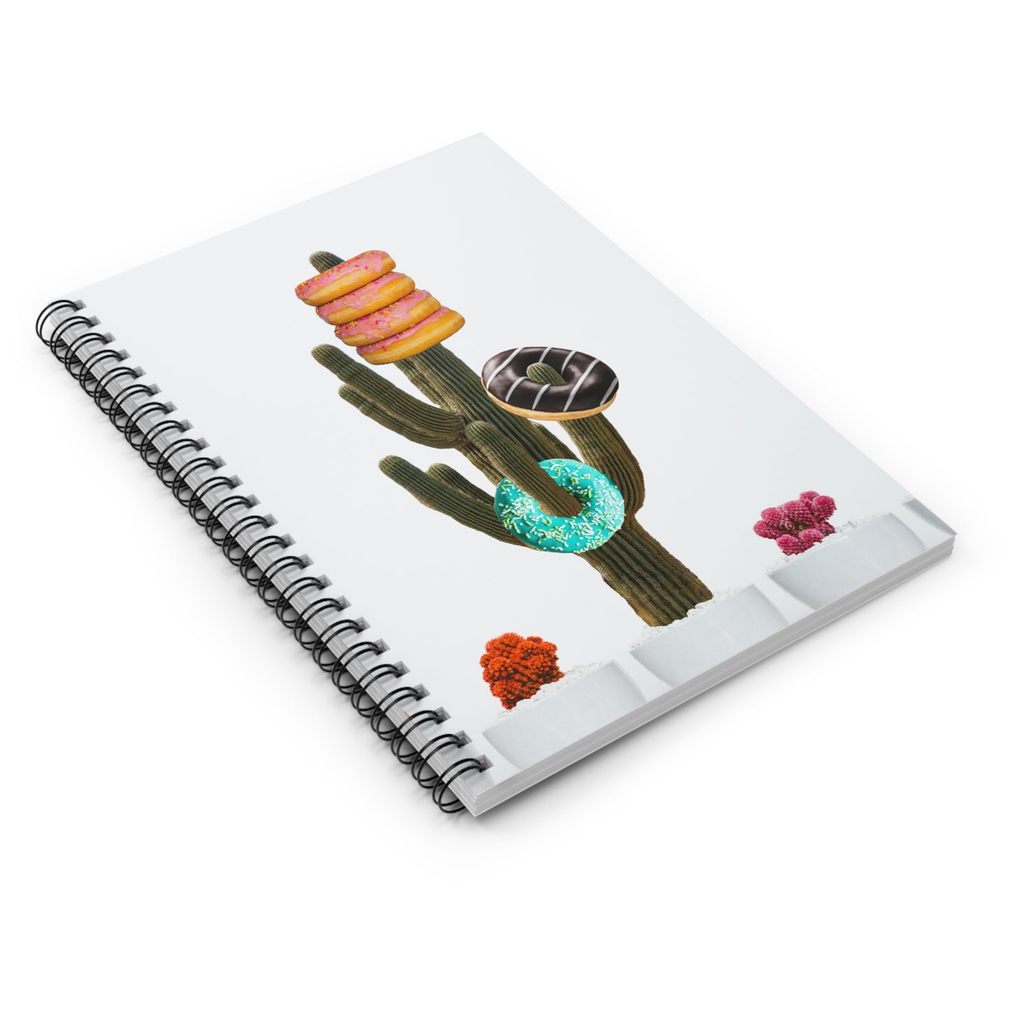 Unique Notebook with Giving Tree Art & Colorful Donut Cactus Design