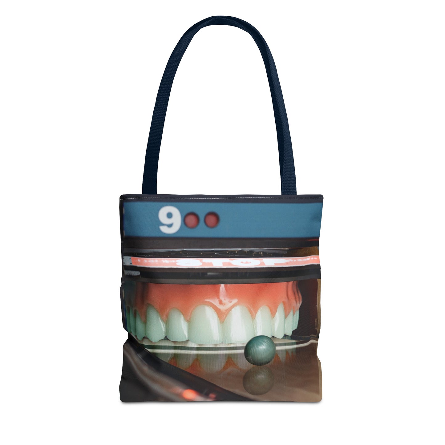 Gutter Mouth Tote Bag with Whimsical Bowling Lane Collage Art Bowler's Dental Tote