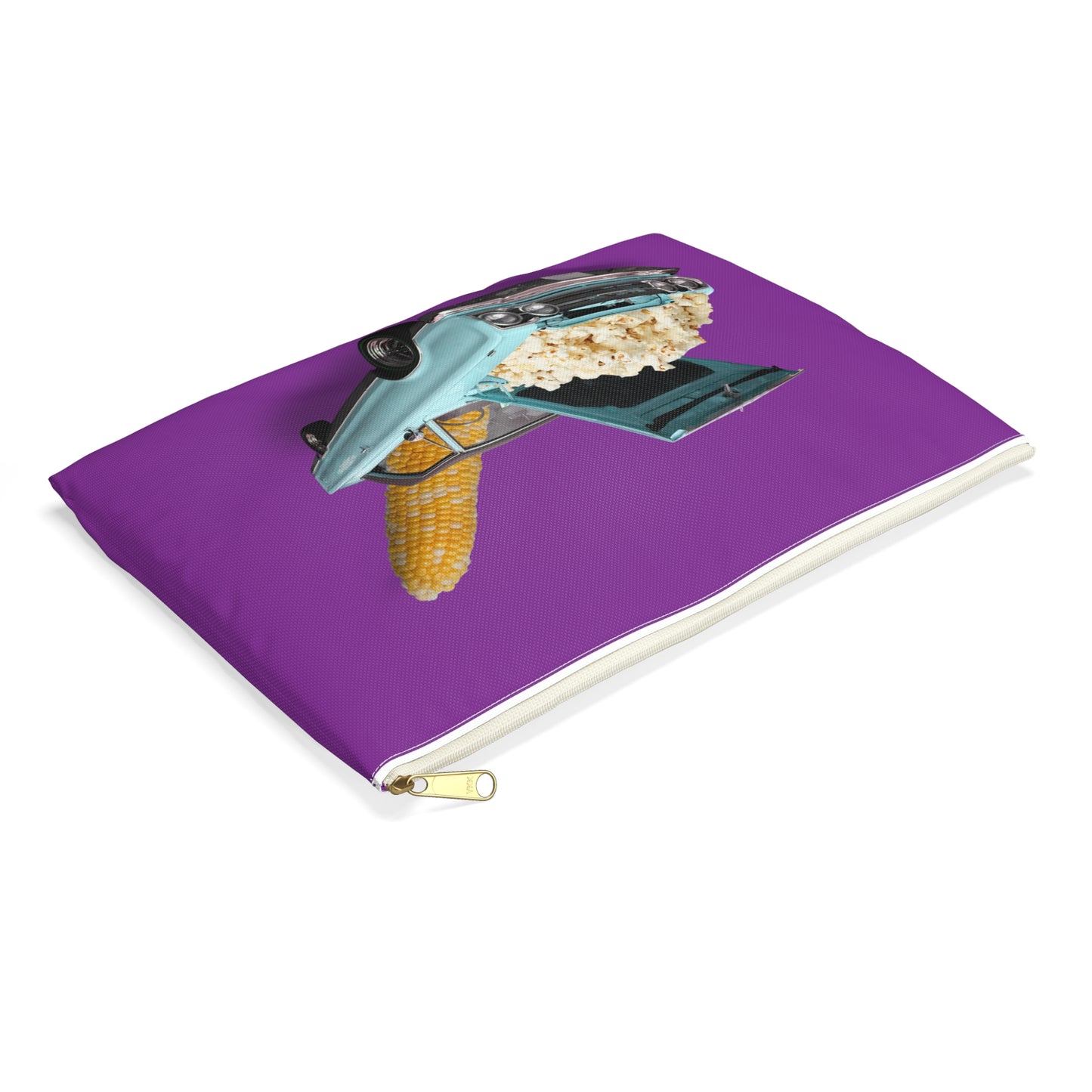 Quirky Accessory Pouch - Poppin' Ride: Popcorn Retro Car Fantasy