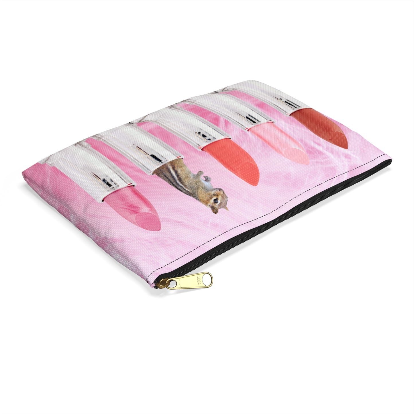 Vibrant Lipstick Accessory Pouch with Chipmunk Surprise - Unique Gift "Shocking Color"