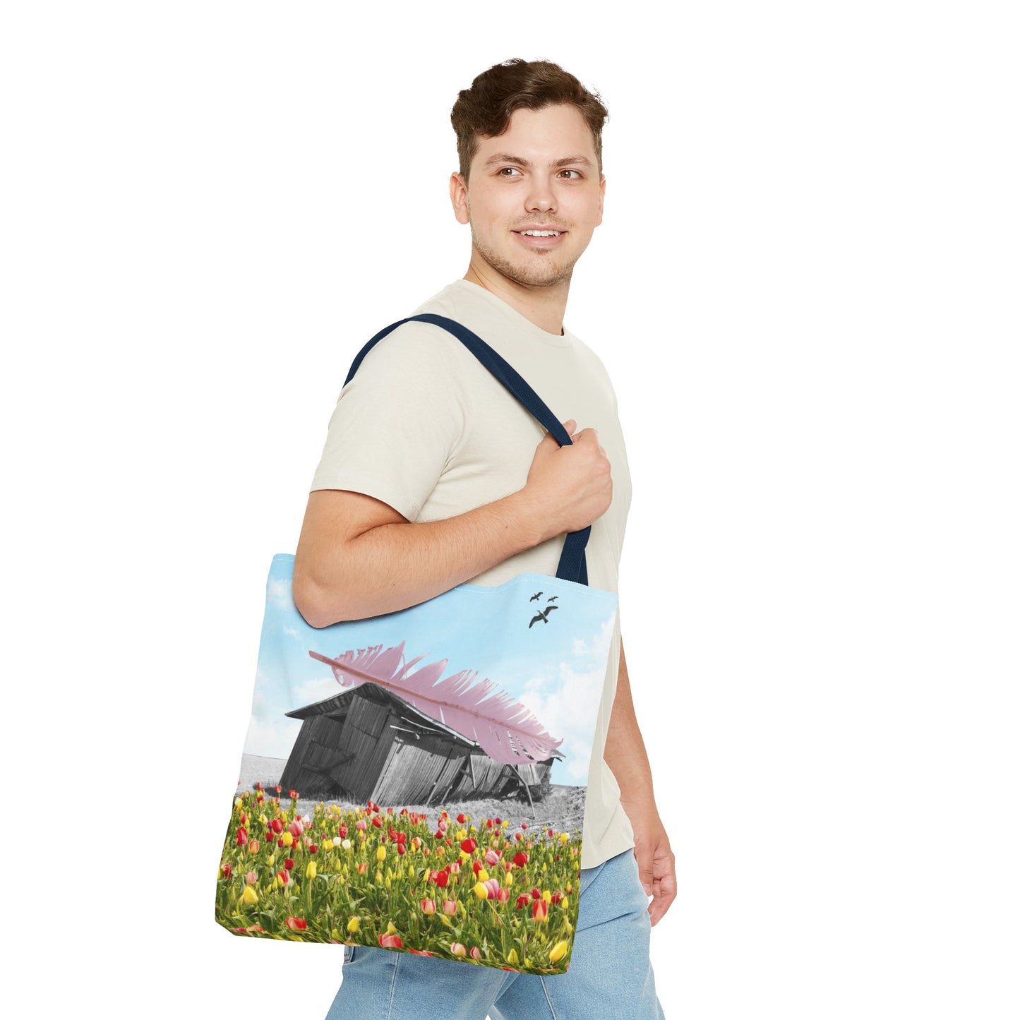 Strong As A Feather Tote Bag with Surreal Collage Art