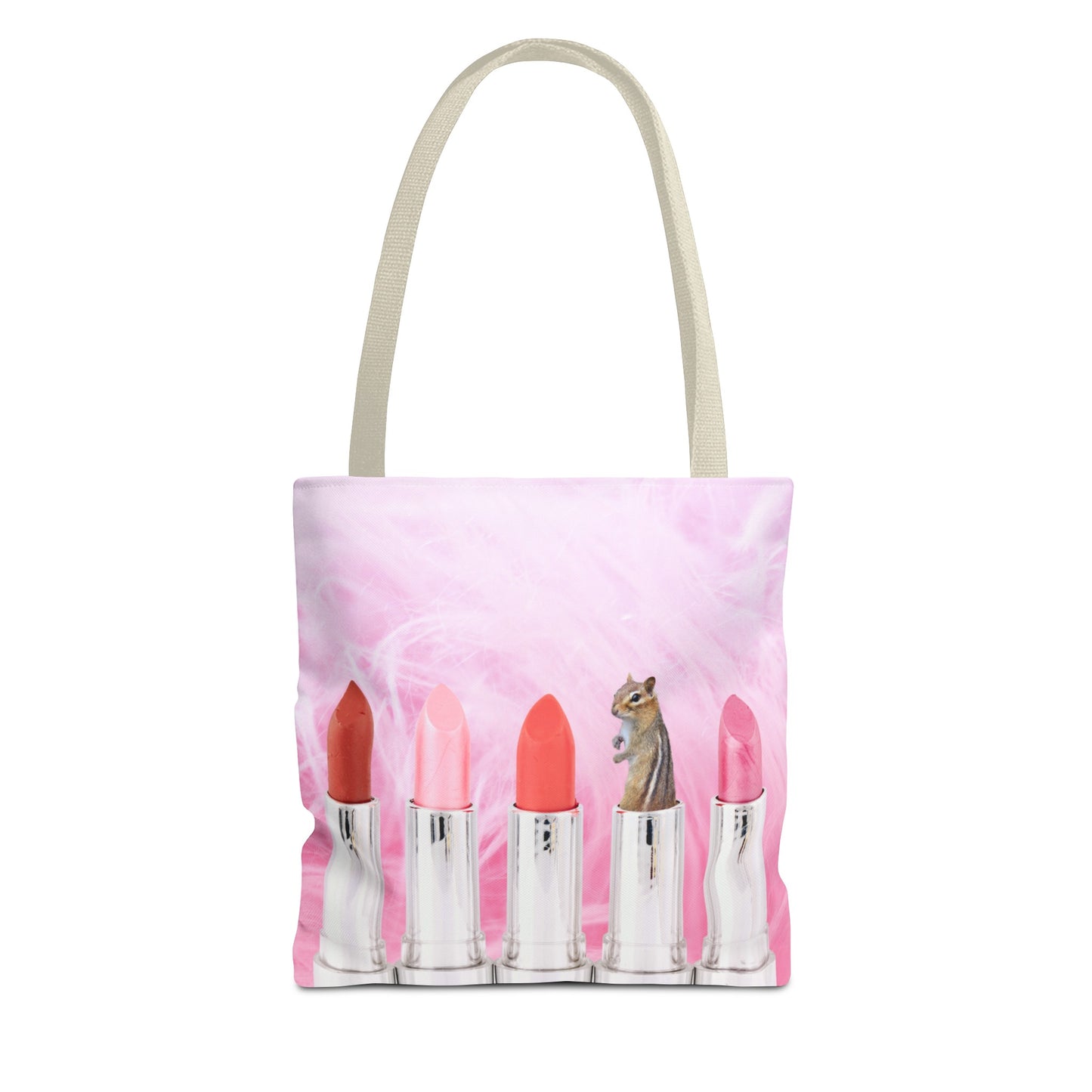 Vibrant Lipstick Tote Bag with Chipmunk Surprise - Unique Gift "Shocking Color"