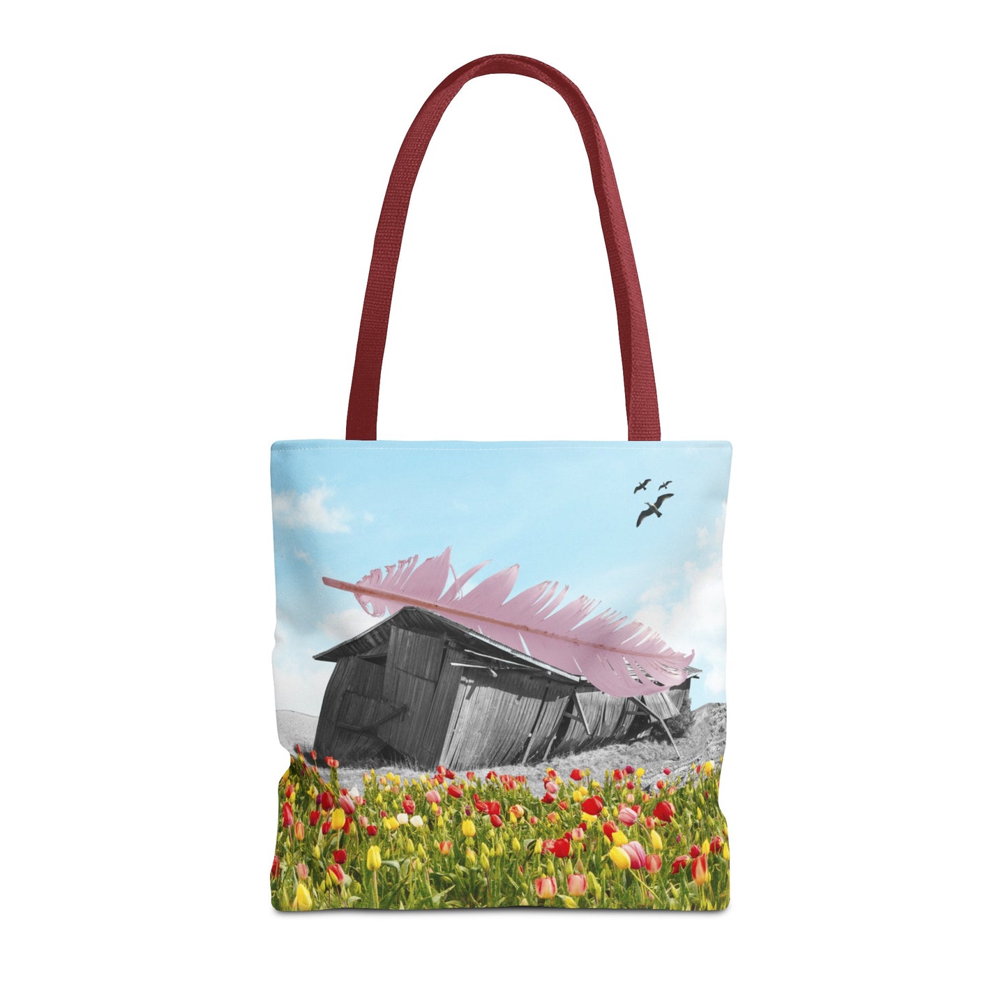 Strong As A Feather Tote Bag with Surreal Collage Art
