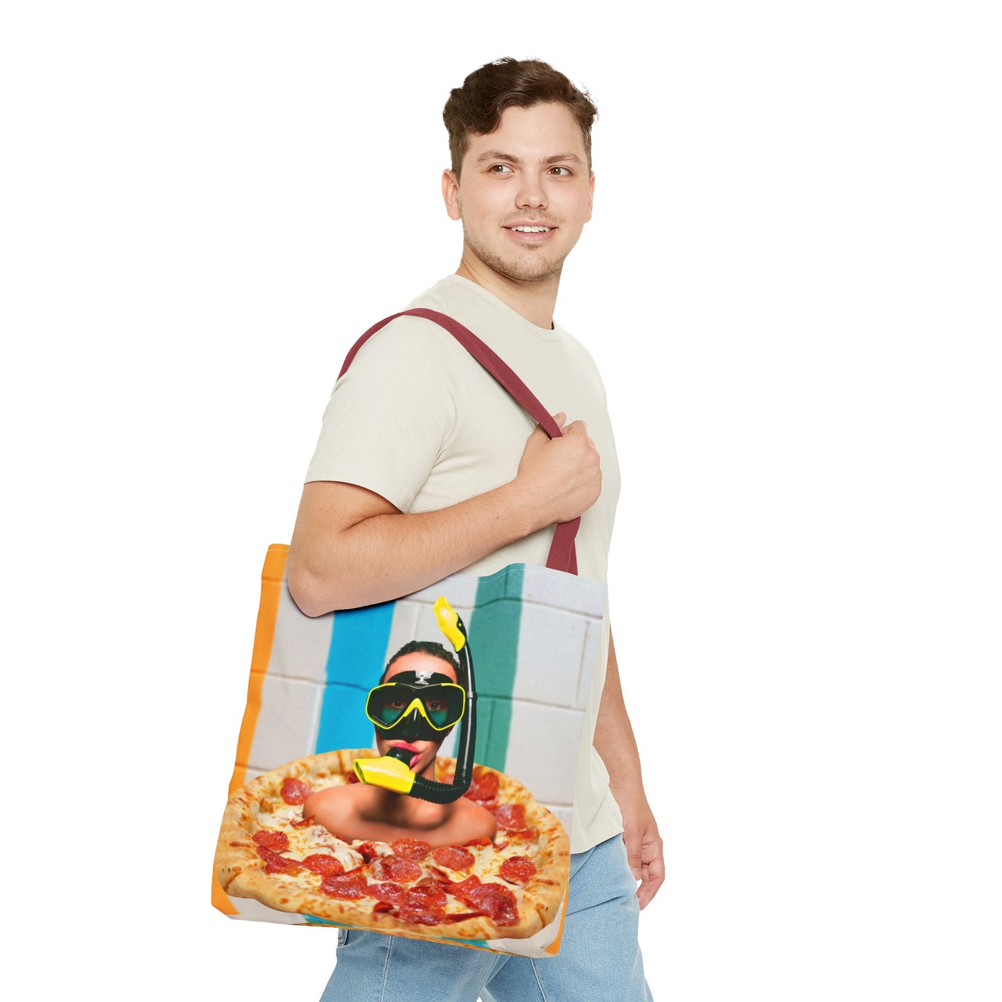 Cheesy Pizza Scuba Diver Tote Bag - Colorful Artwork for Divers & Foodies "Grease and Salt"
