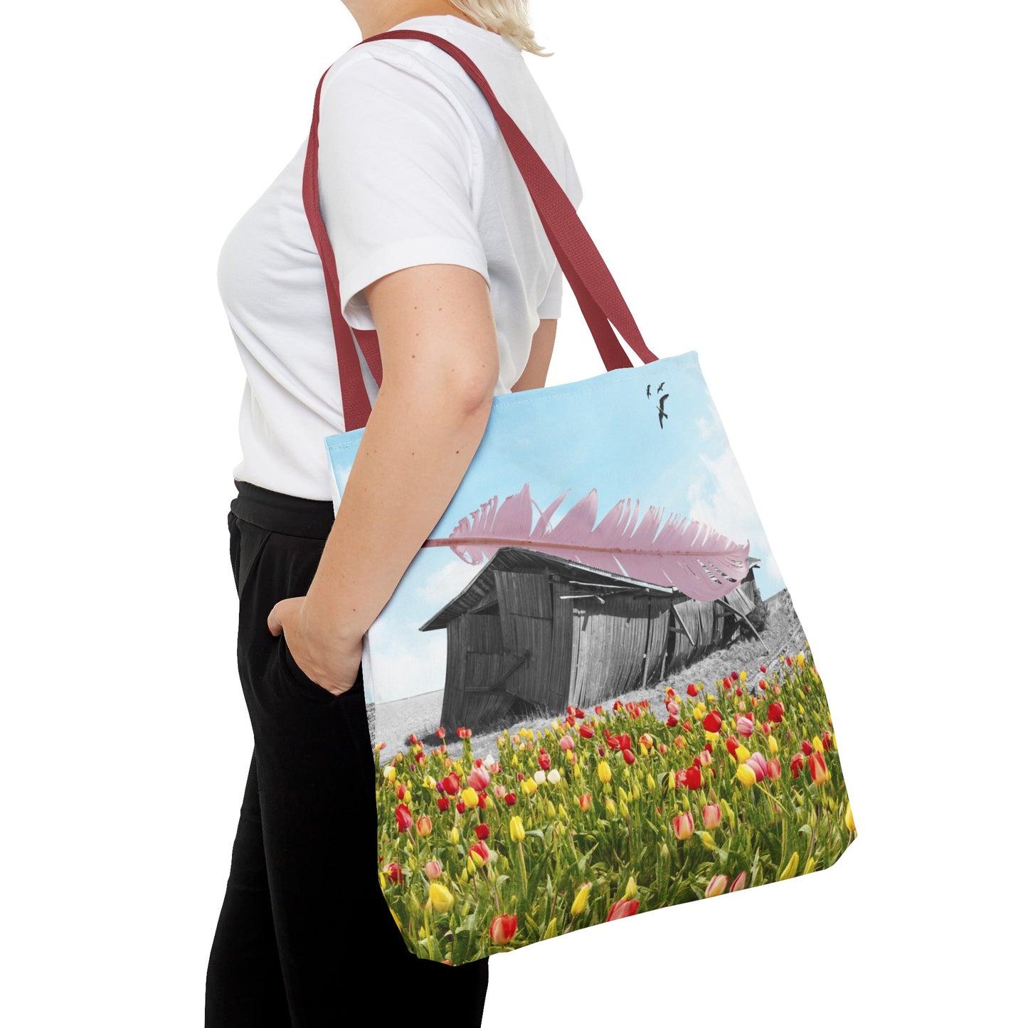Strong As A Feather Tote Bag with Surreal Collage Art