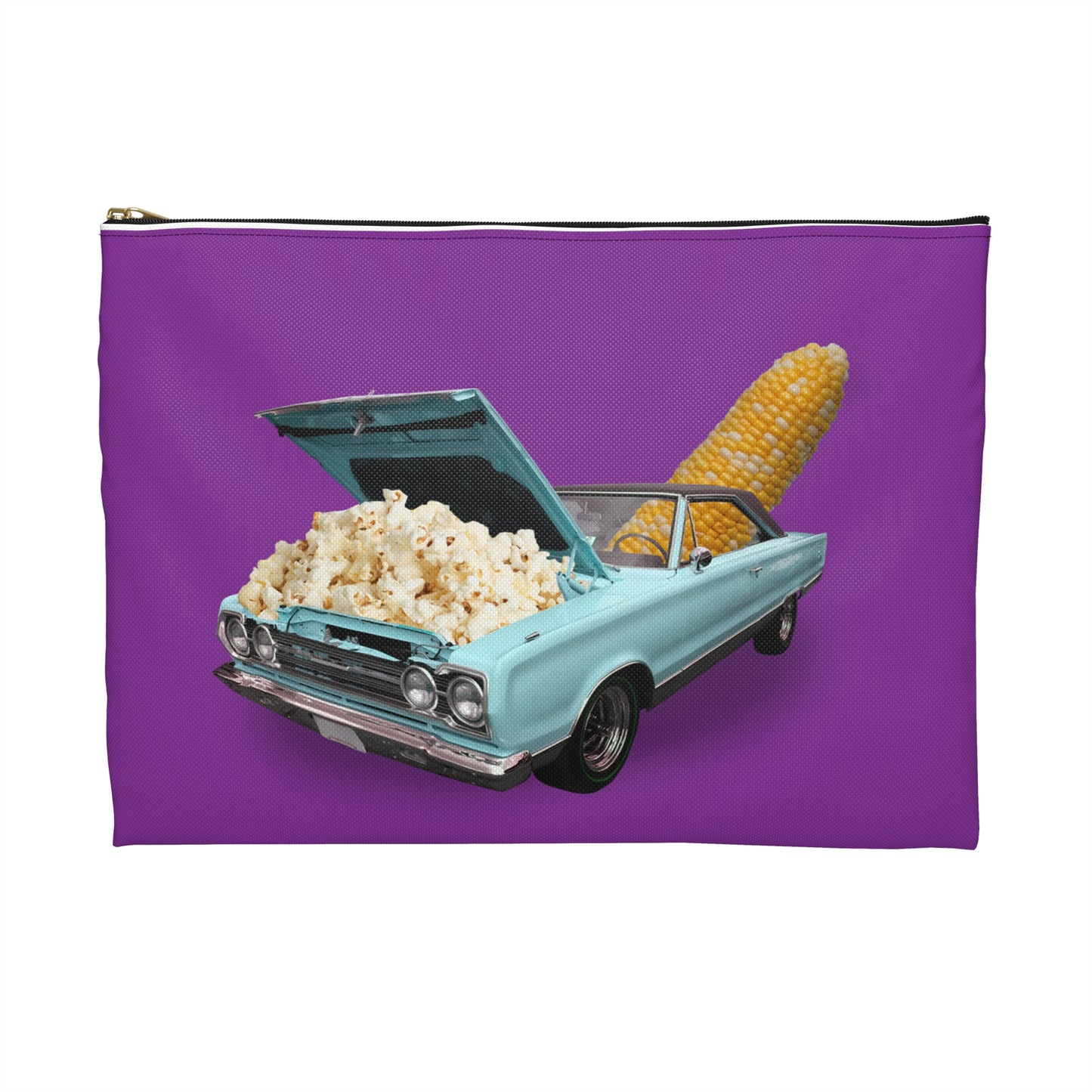 Quirky Accessory Pouch - Poppin' Ride: Popcorn Retro Car Fantasy