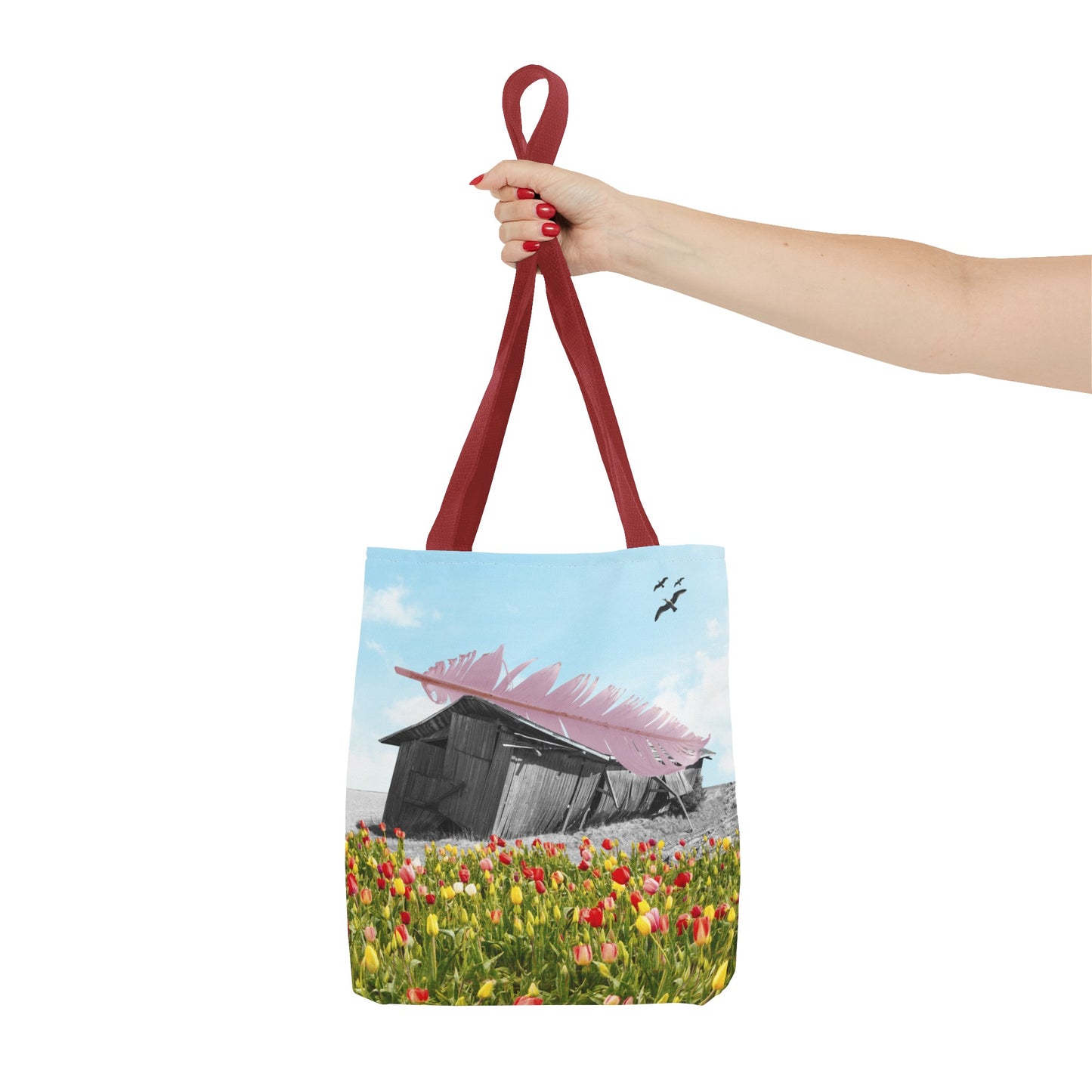 Strong As A Feather Tote Bag with Surreal Collage Art