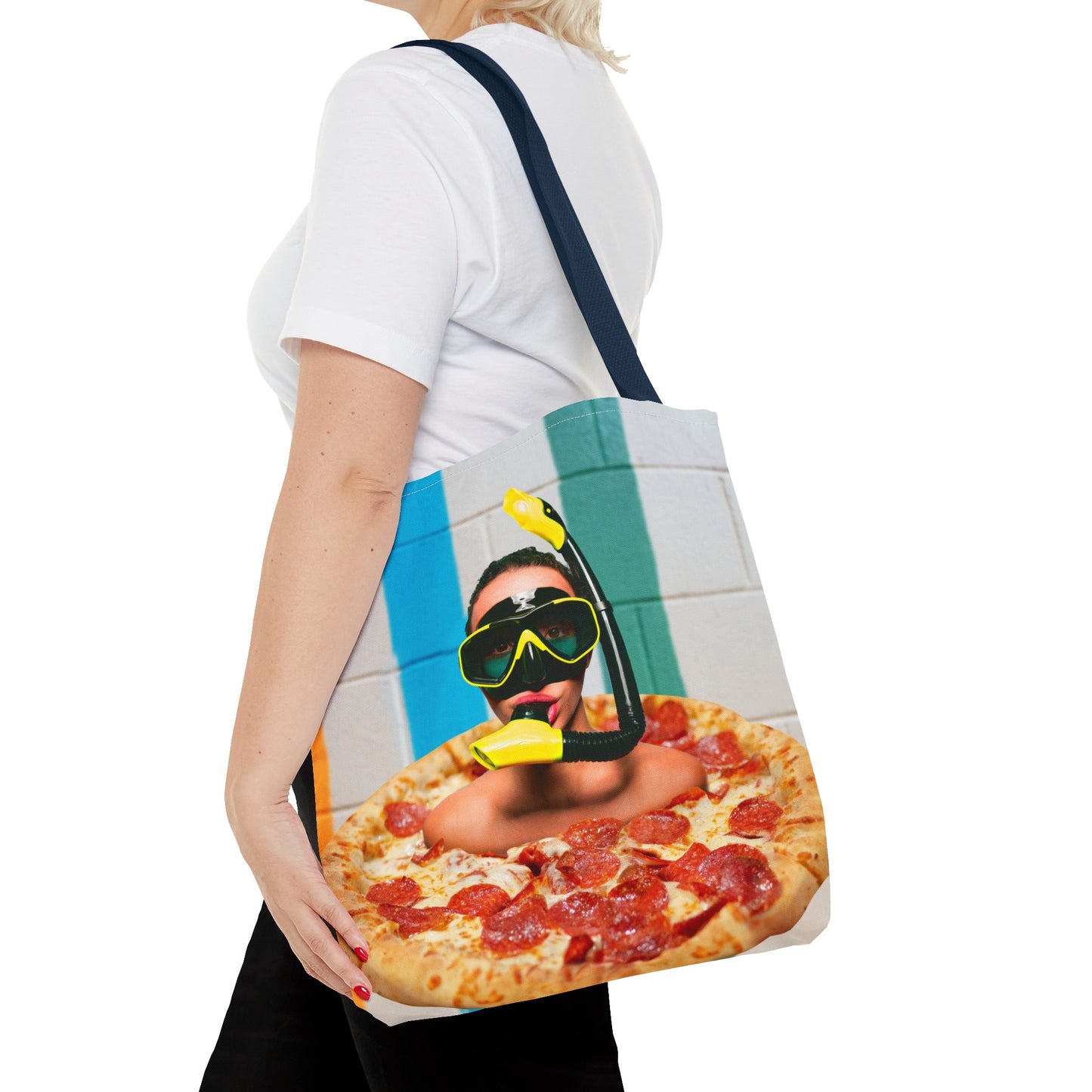 Cheesy Pizza Scuba Diver Tote Bag - Colorful Artwork for Divers & Foodies "Grease and Salt"