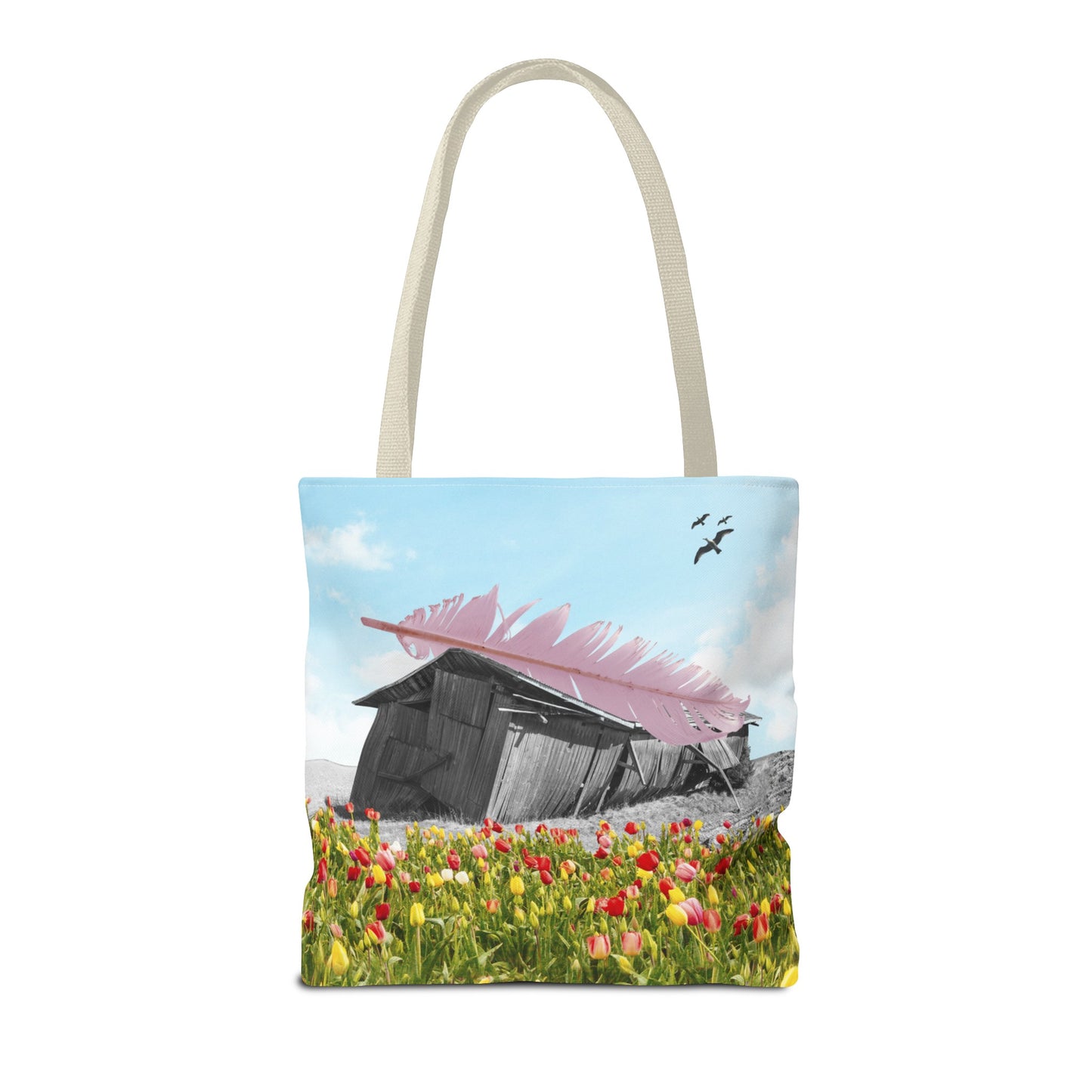 Strong As A Feather Tote Bag with Surreal Collage Art