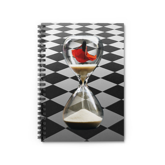 Dance Through Life Spiral Notebook - Graceful Dancer in Hourglass - Surreal Red Dress Aesthetic