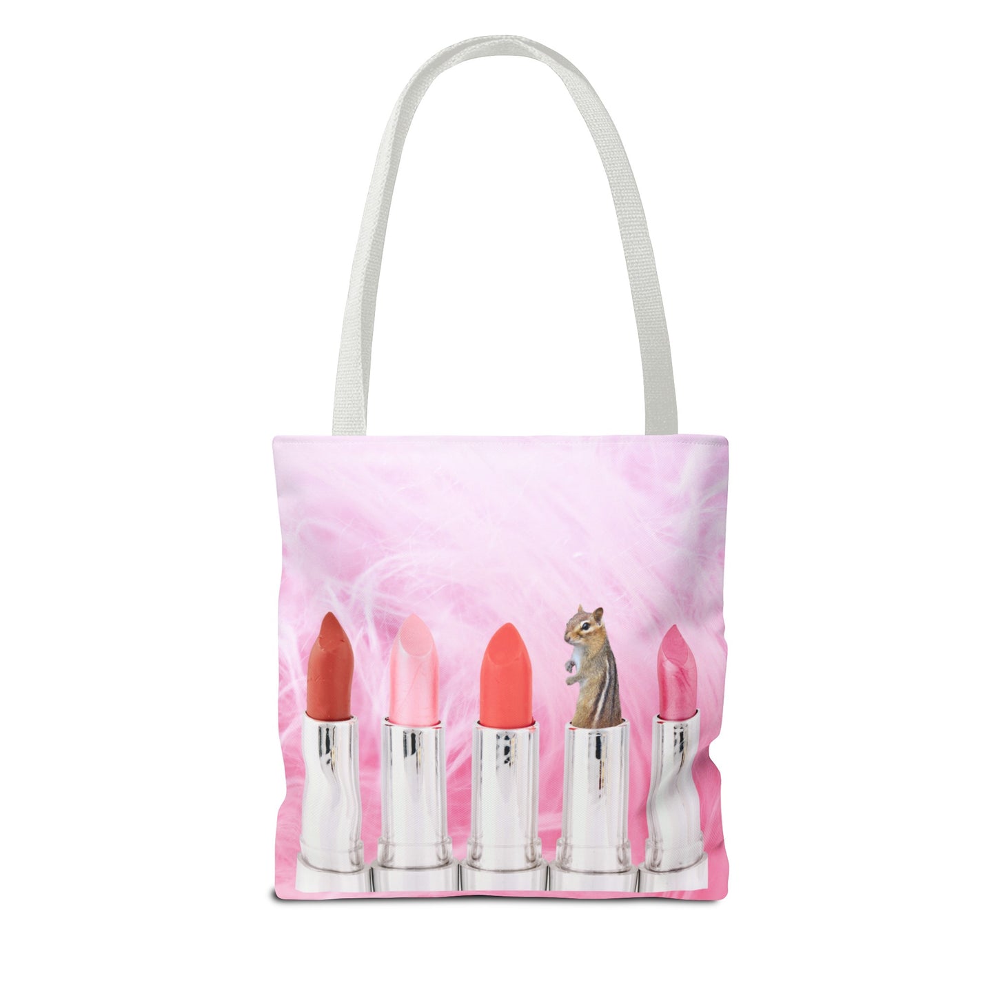 Vibrant Lipstick Tote Bag with Chipmunk Surprise - Unique Gift "Shocking Color"