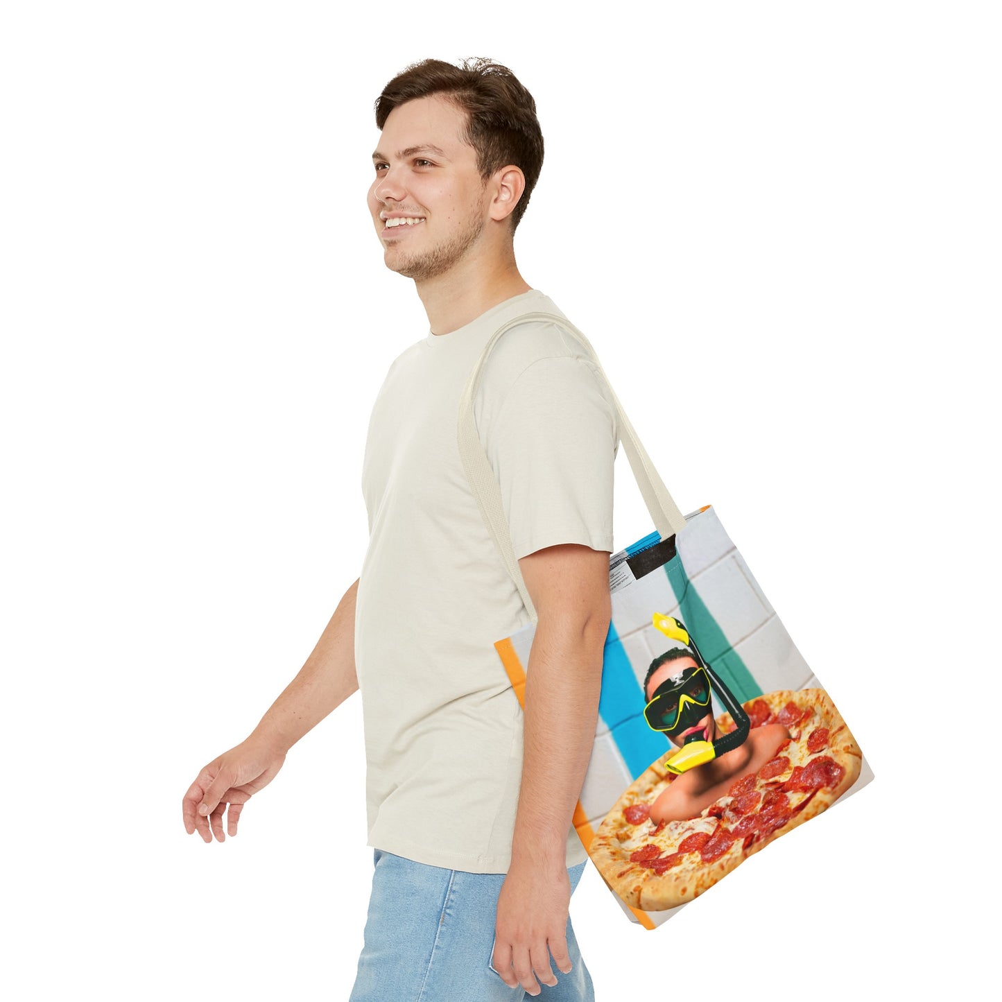 Cheesy Pizza Scuba Diver Tote Bag - Colorful Artwork for Divers & Foodies "Grease and Salt"