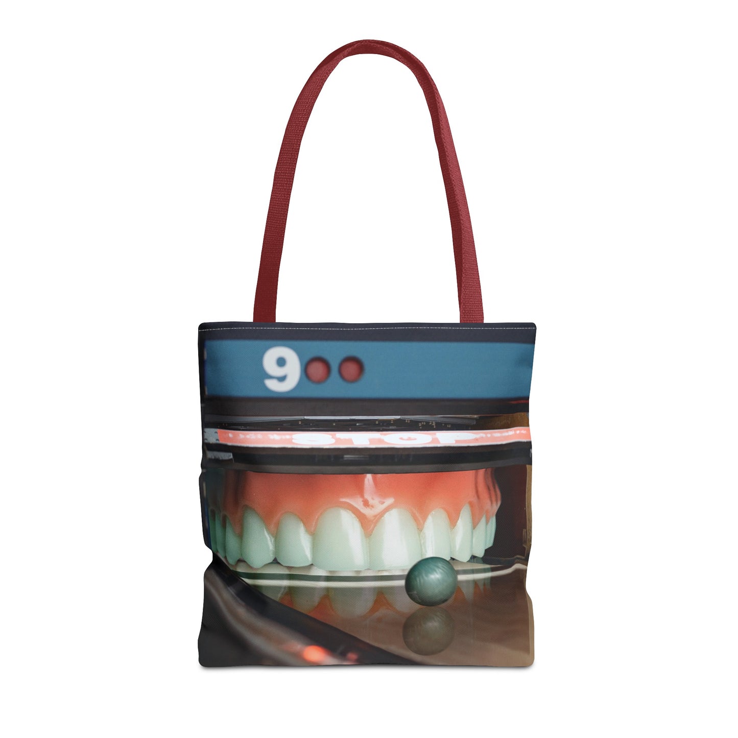 Gutter Mouth Tote Bag with Whimsical Bowling Lane Collage Art Bowler's Dental Tote