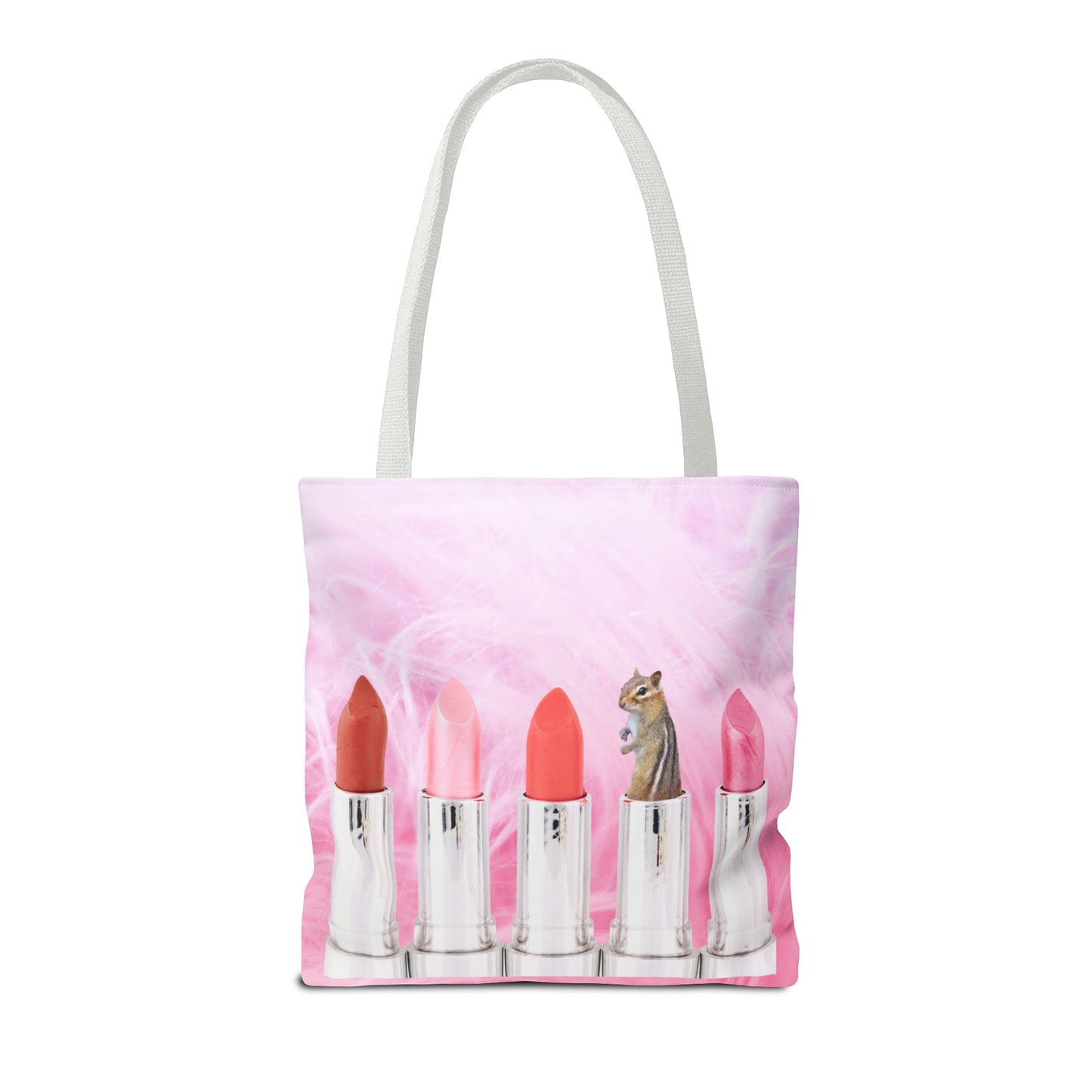 Vibrant Lipstick Tote Bag with Chipmunk Surprise - Unique Gift "Shocking Color"