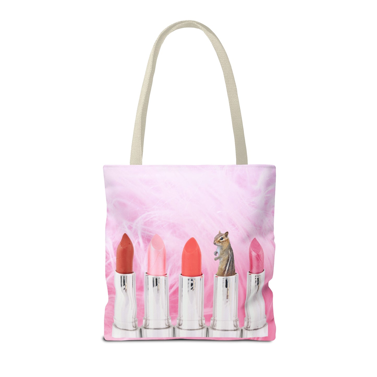 Vibrant Lipstick Tote Bag with Chipmunk Surprise - Unique Gift "Shocking Color"