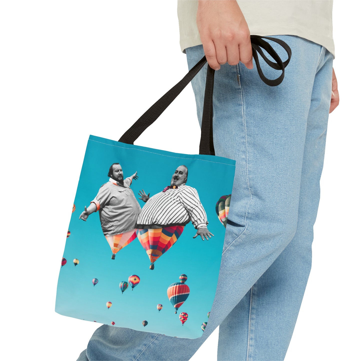 Whimsical Tote Bag with Surreal Art Print - Up Up & Away - Captivating Figures in Flight