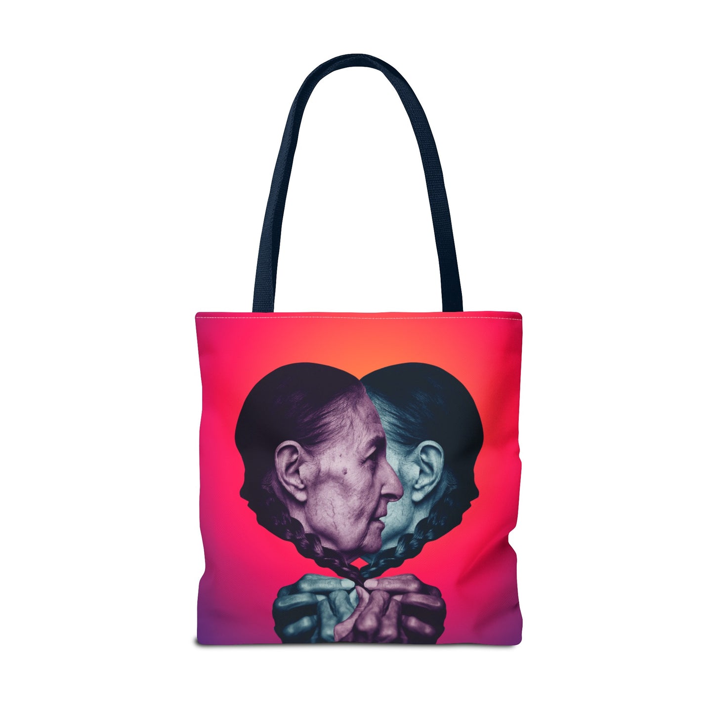 Mesmerizing Collage Art Tote Bag "Keeping Secrets" - Woman Whispering Secret into Her Own Ear