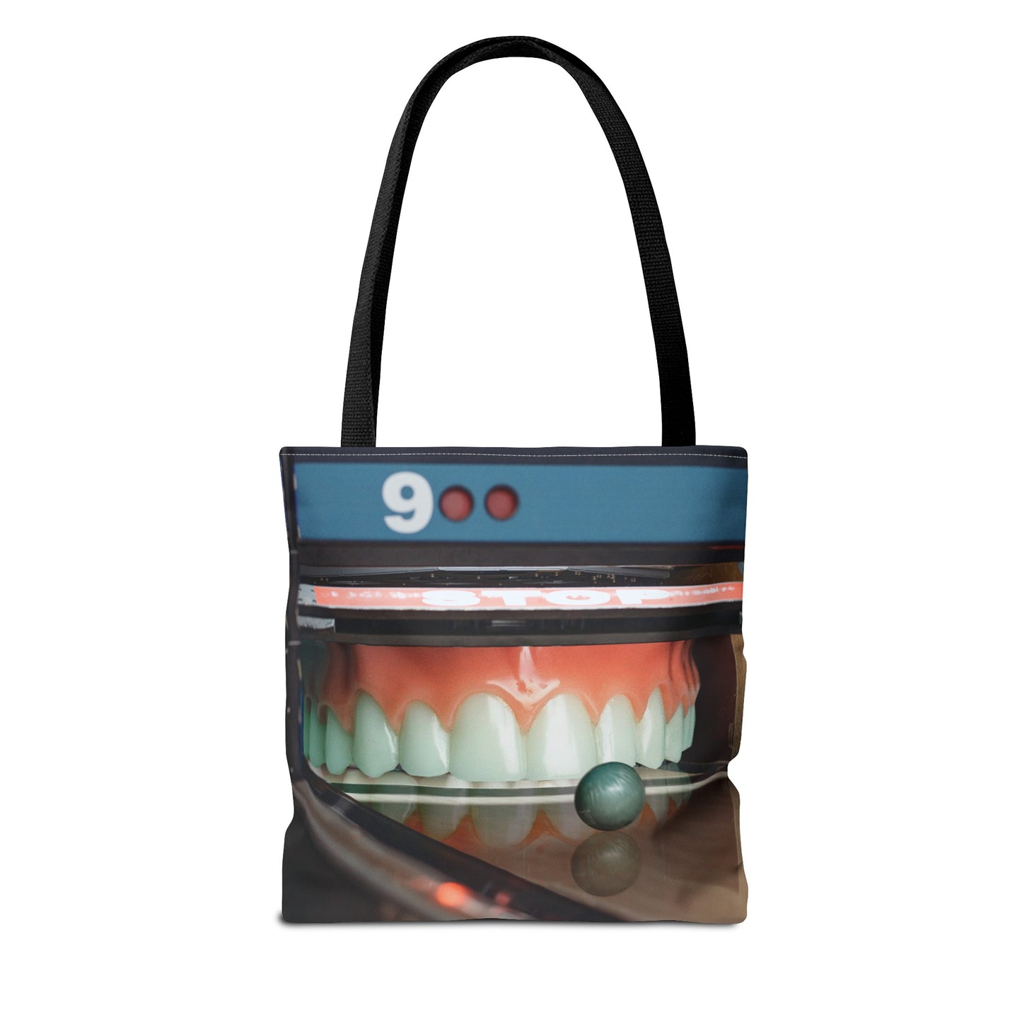 Gutter Mouth Tote Bag with Whimsical Bowling Lane Collage Art Bowler's Dental Tote