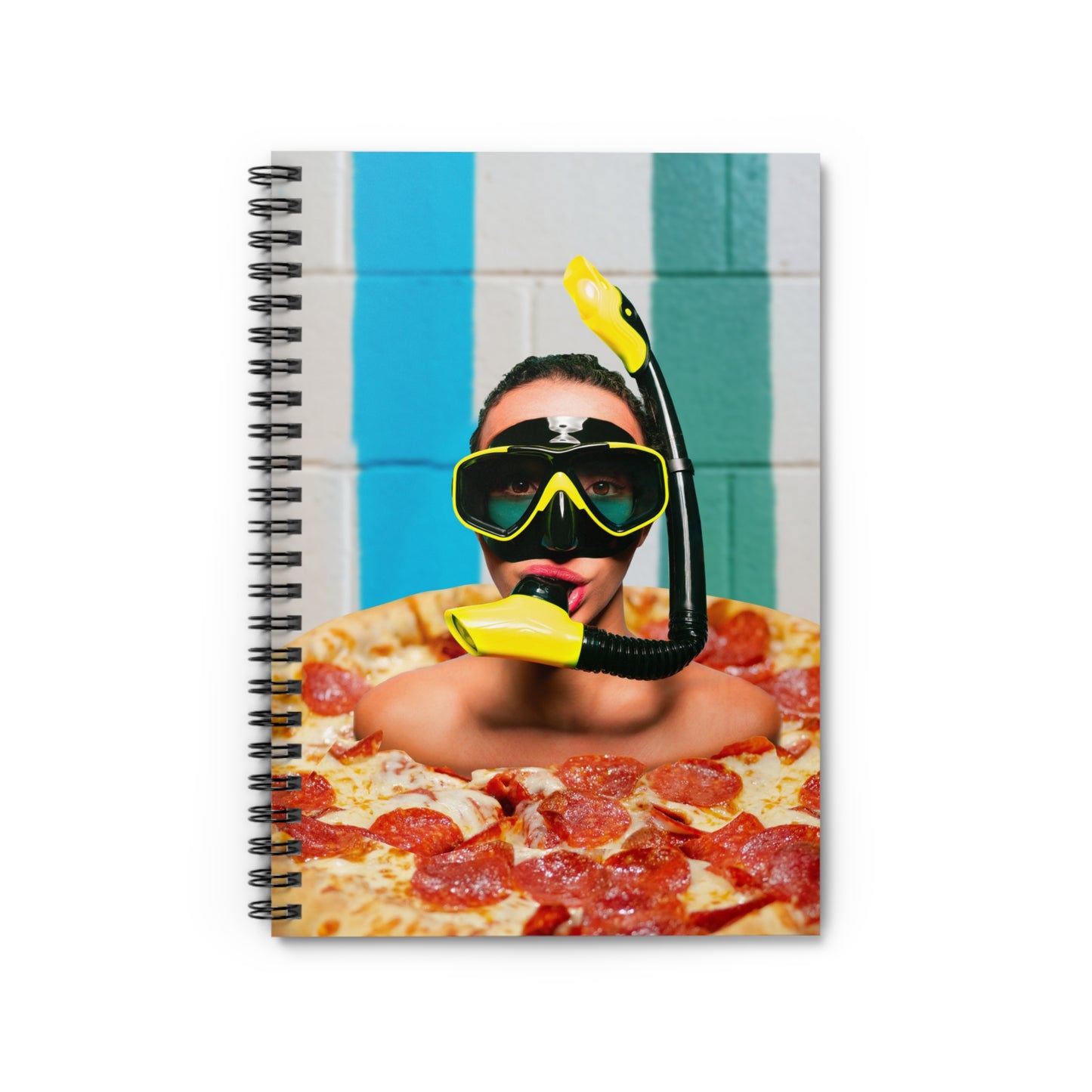 Cheesy Pizza Scuba Diver Spiral Notebook - Colorful Artwork for Divers & Foodies "Grease and Salt"
