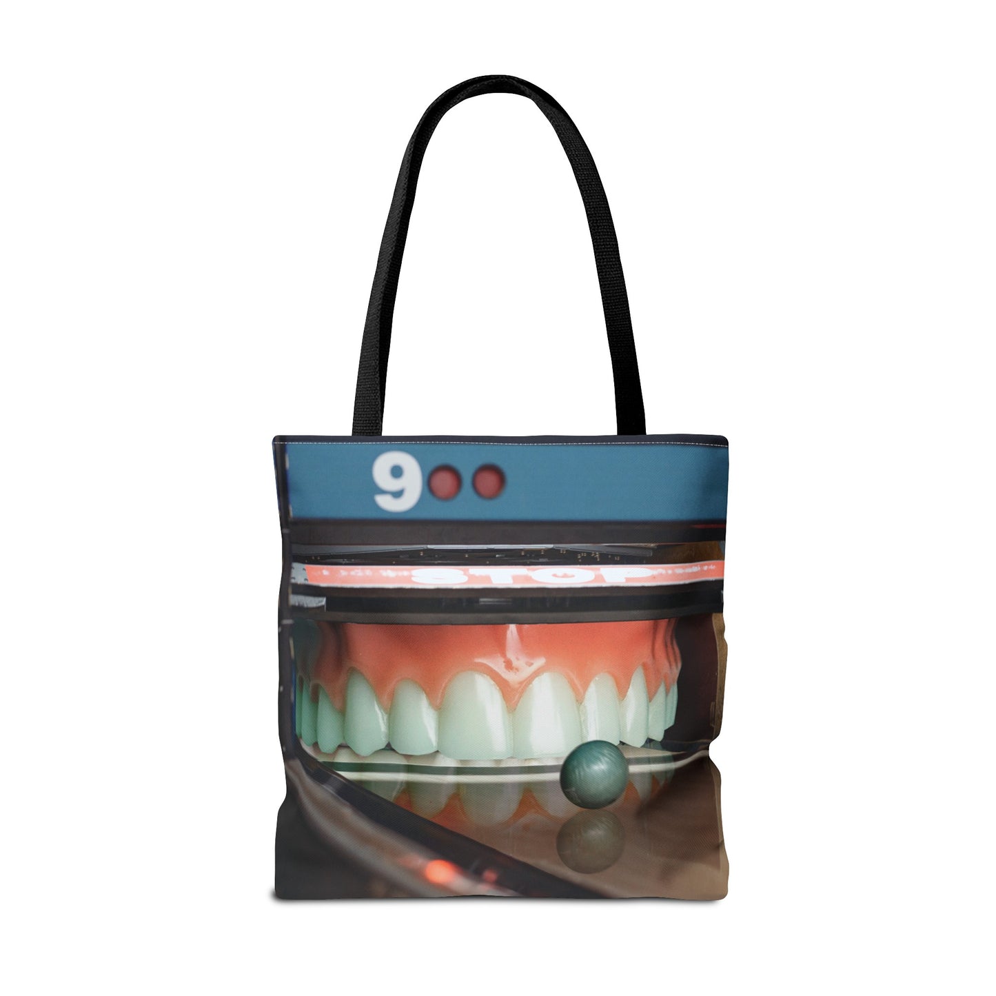 Gutter Mouth Tote Bag with Whimsical Bowling Lane Collage Art Bowler's Dental Tote
