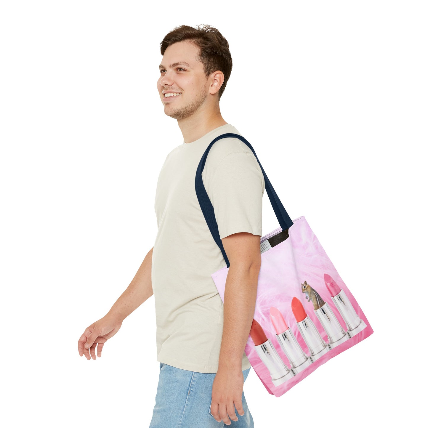 Vibrant Lipstick Tote Bag with Chipmunk Surprise - Unique Gift "Shocking Color"