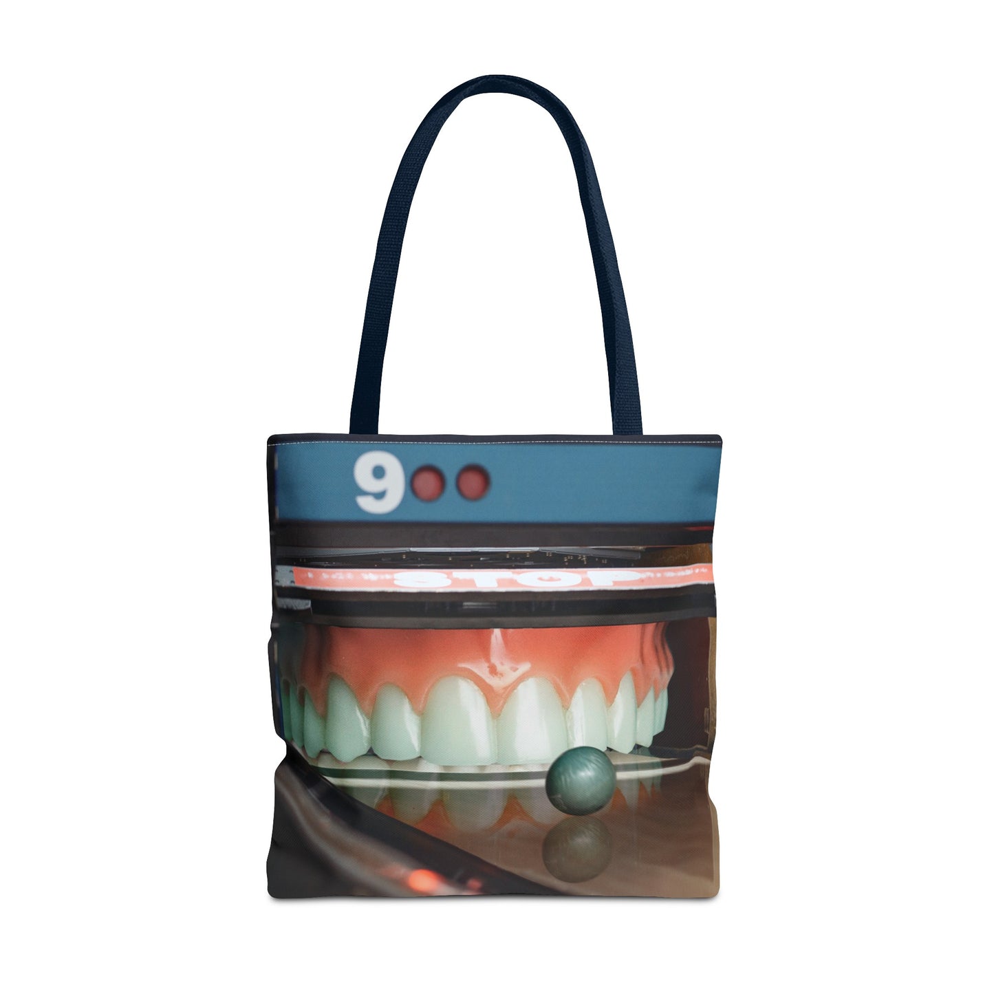 Gutter Mouth Tote Bag with Whimsical Bowling Lane Collage Art Bowler's Dental Tote