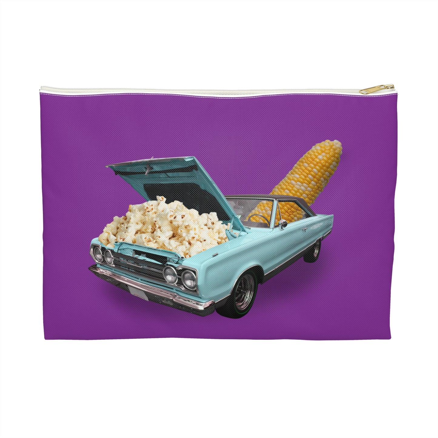 Quirky Accessory Pouch - Poppin' Ride: Popcorn Retro Car Fantasy
