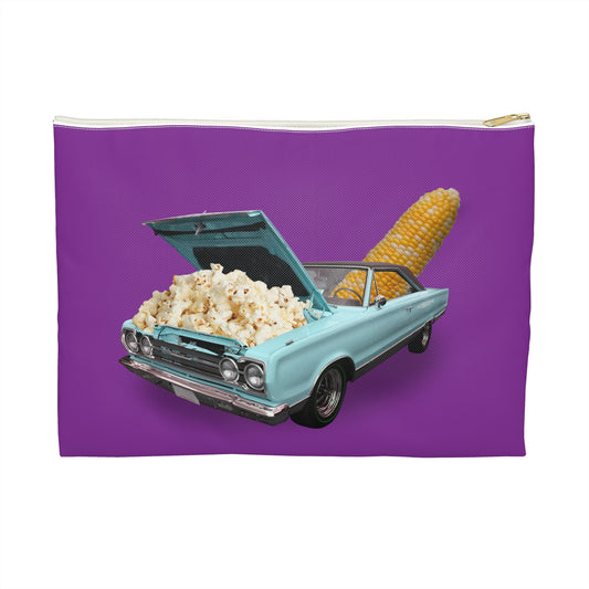 Quirky Accessory Pouch - Poppin' Ride: Popcorn Retro Car Fantasy