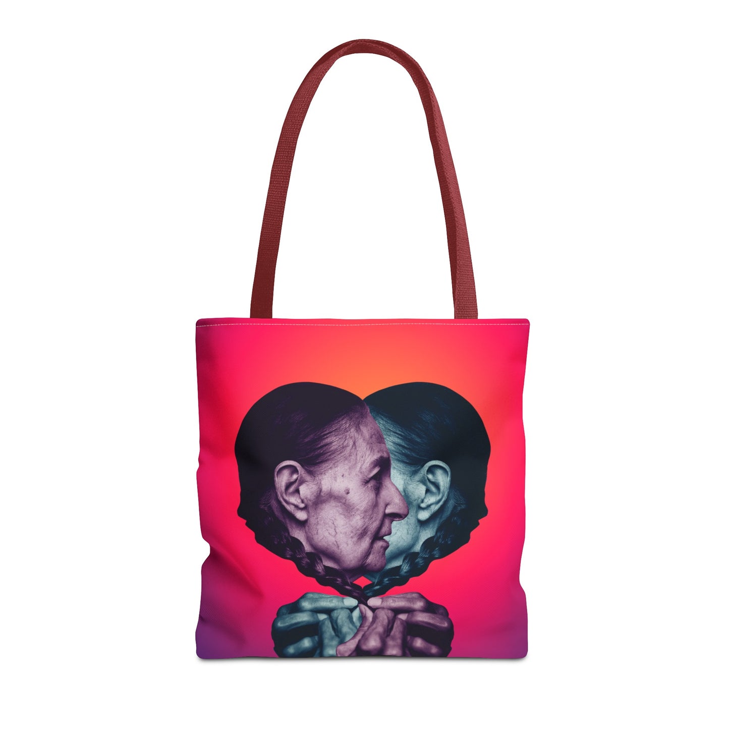 Mesmerizing Collage Art Tote Bag "Keeping Secrets" - Woman Whispering Secret into Her Own Ear