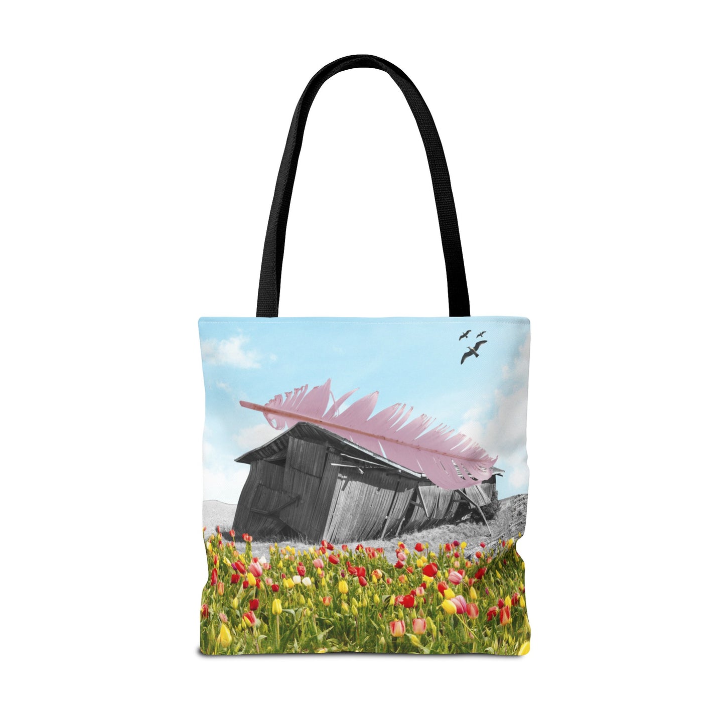 Strong As A Feather Tote Bag with Surreal Collage Art