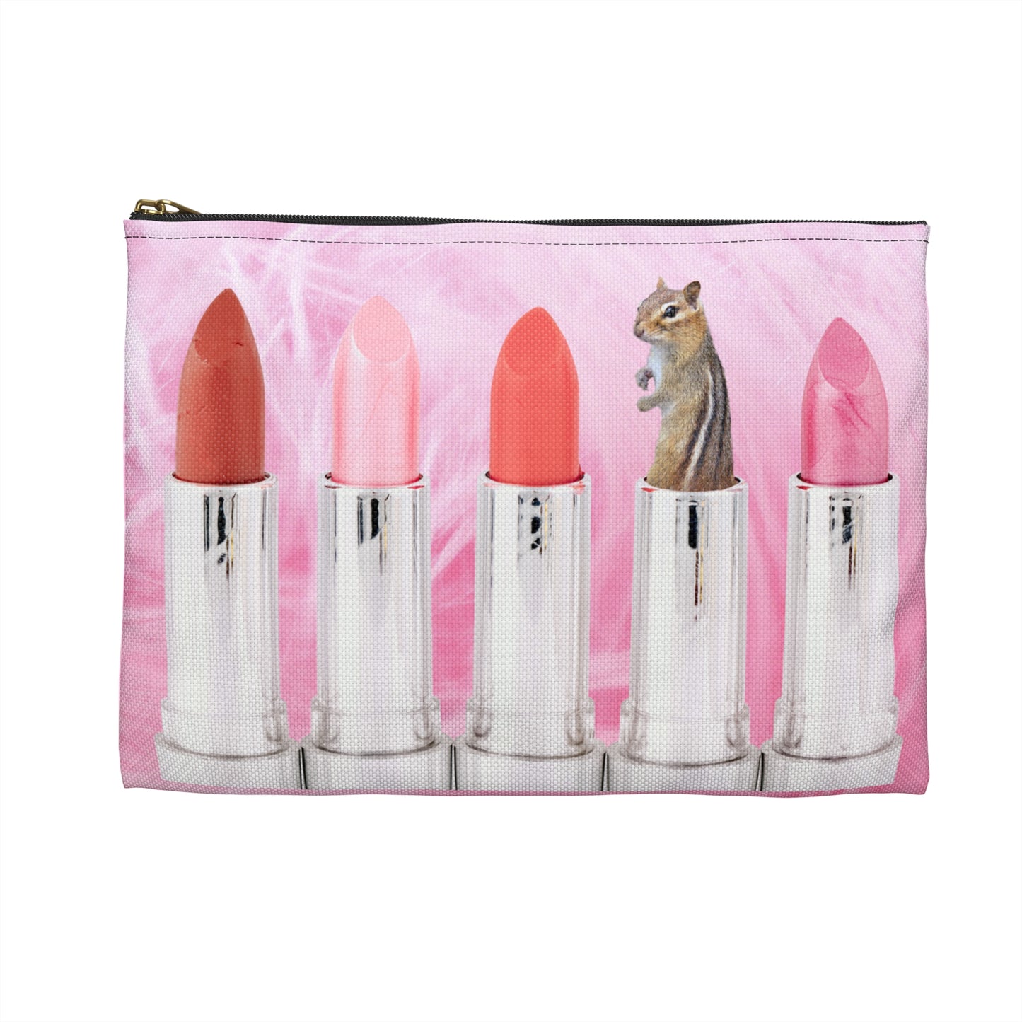 Vibrant Lipstick Accessory Pouch with Chipmunk Surprise - Unique Gift "Shocking Color"