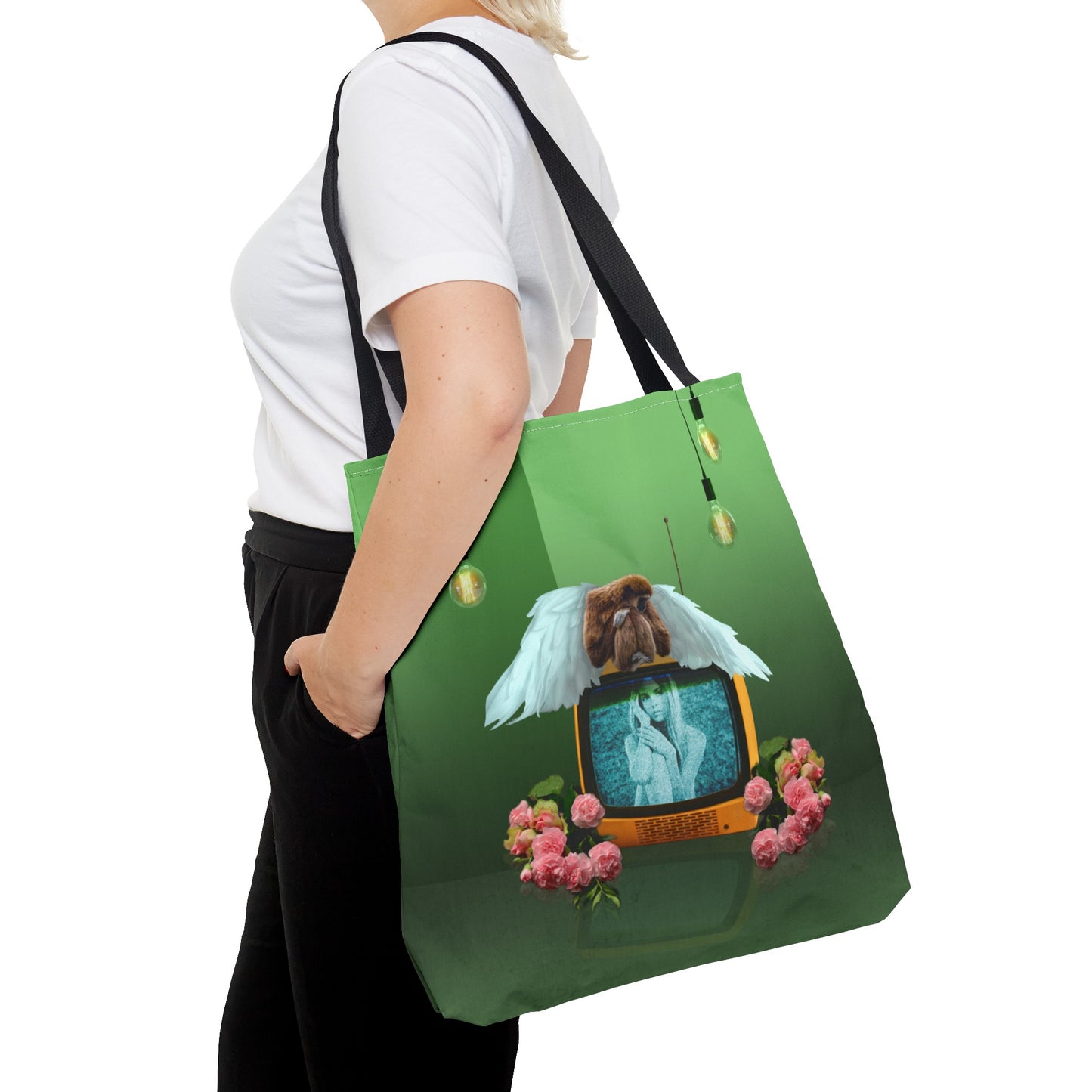 Winged Angel Monkey Tote Bag - Monkey Shines on Vintage Television "Monkey Shines"