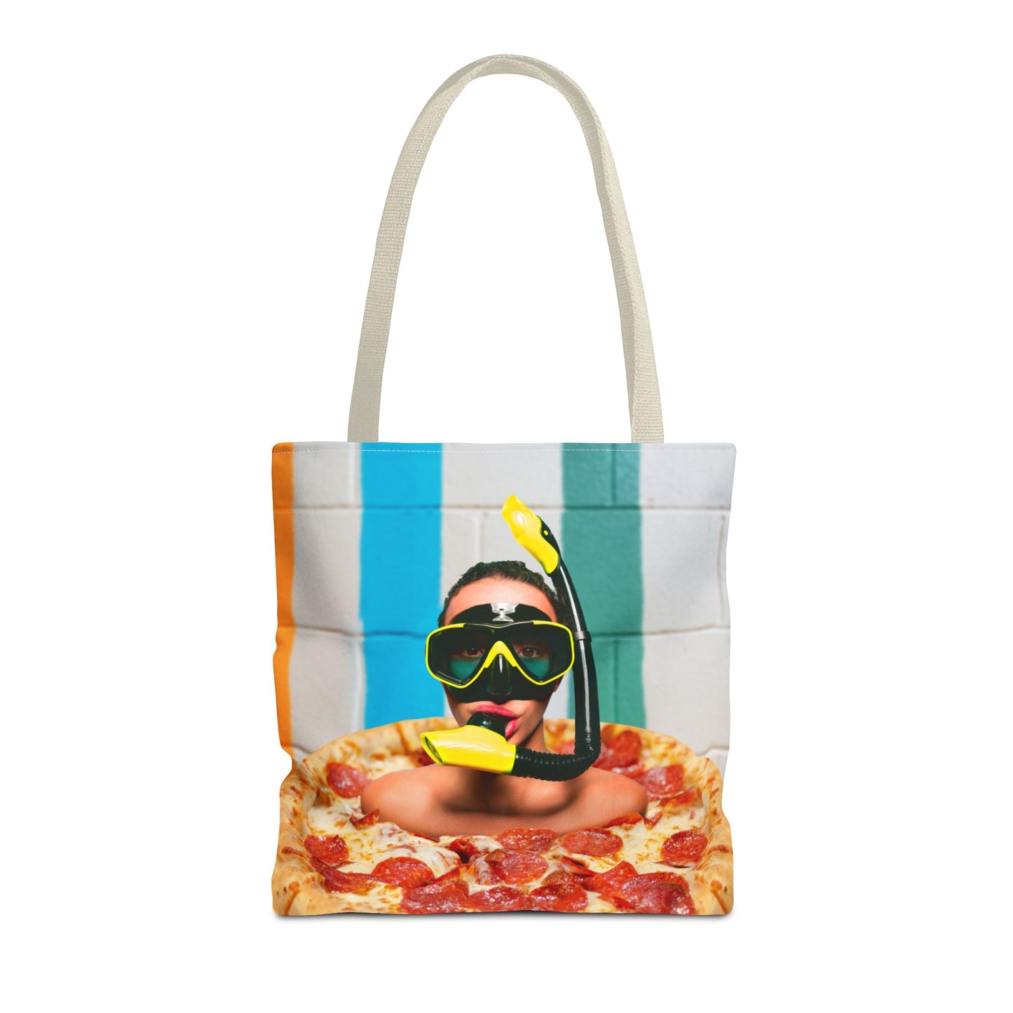 Cheesy Pizza Scuba Diver Tote Bag - Colorful Artwork for Divers & Foodies "Grease and Salt"