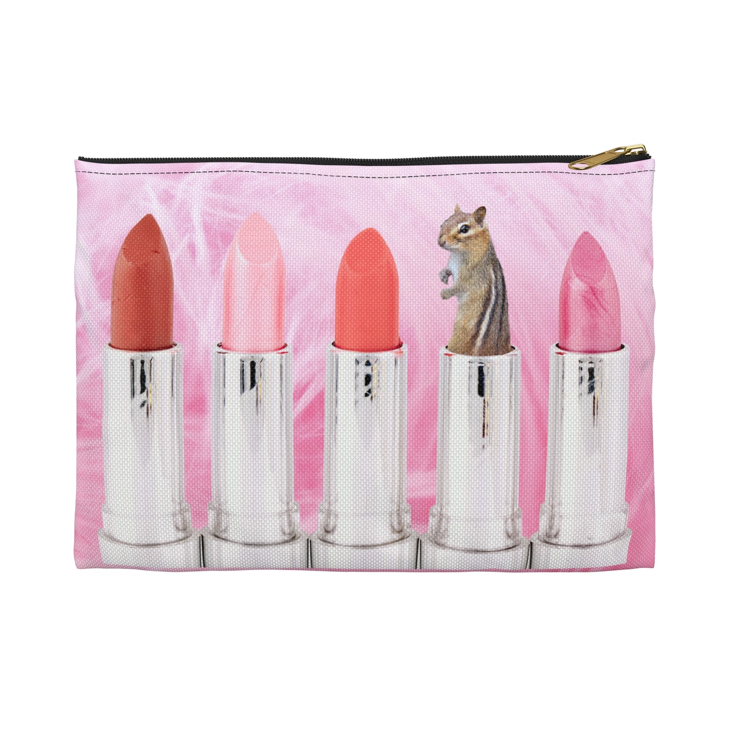 Vibrant Lipstick Accessory Pouch with Chipmunk Surprise - Unique Gift "Shocking Color"