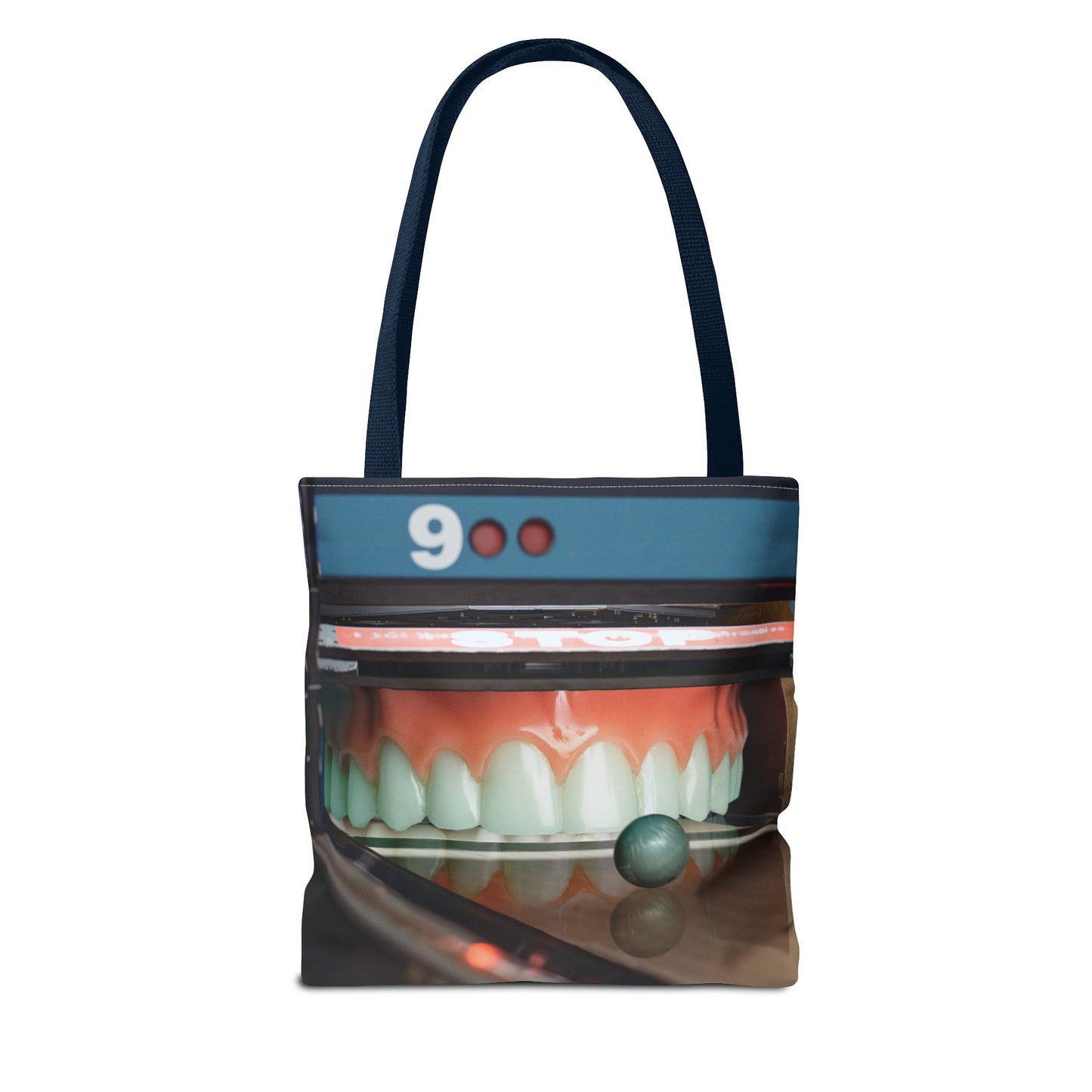 Gutter Mouth Tote Bag with Whimsical Bowling Lane Collage Art Bowler's Dental Tote