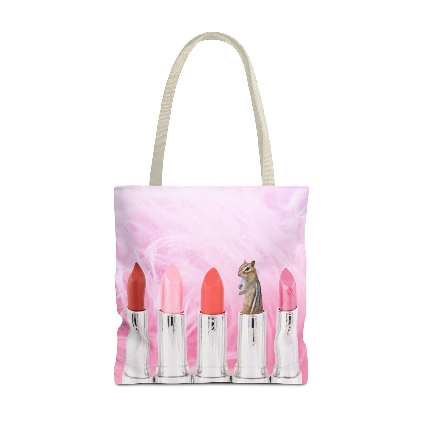 Vibrant Lipstick Tote Bag with Chipmunk Surprise - Unique Gift "Shocking Color"